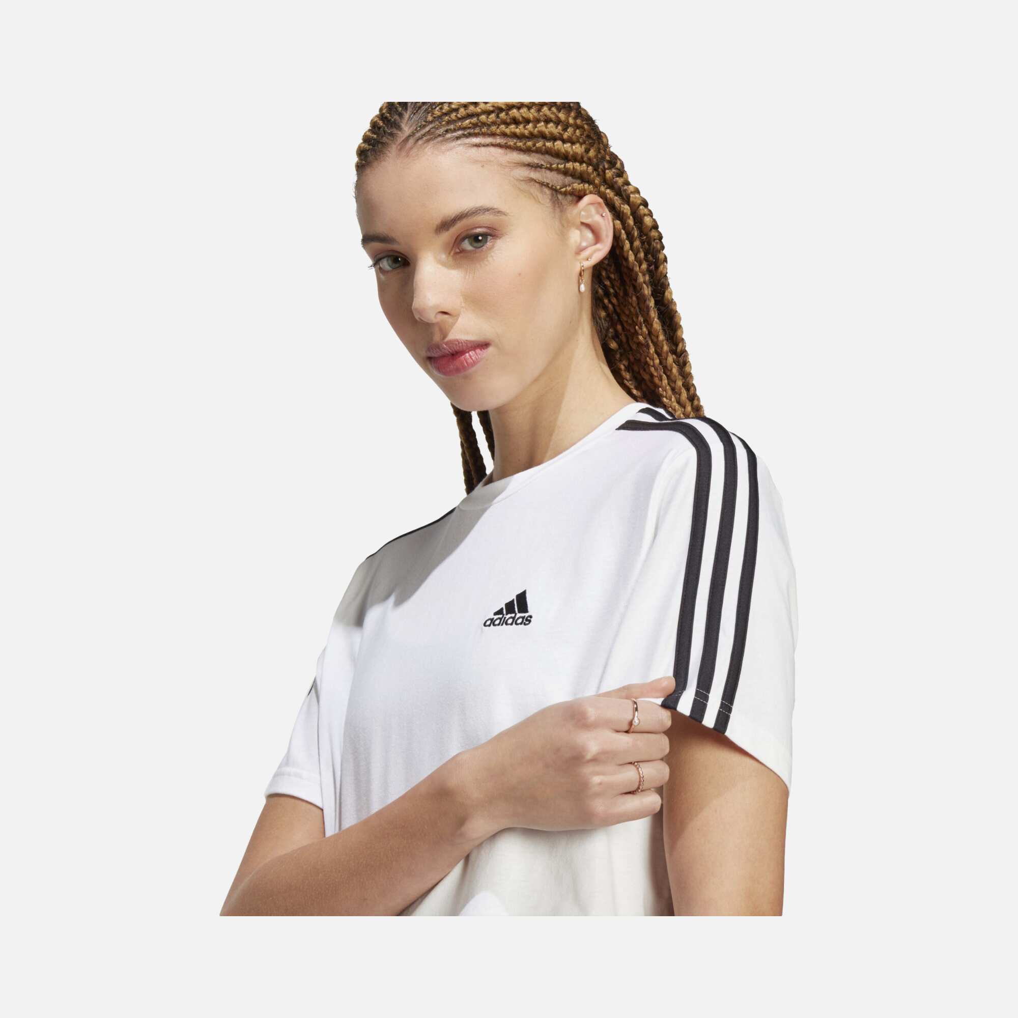 adidas Essentials 3-Stripes Single Jersey Crop Kadın Tişört