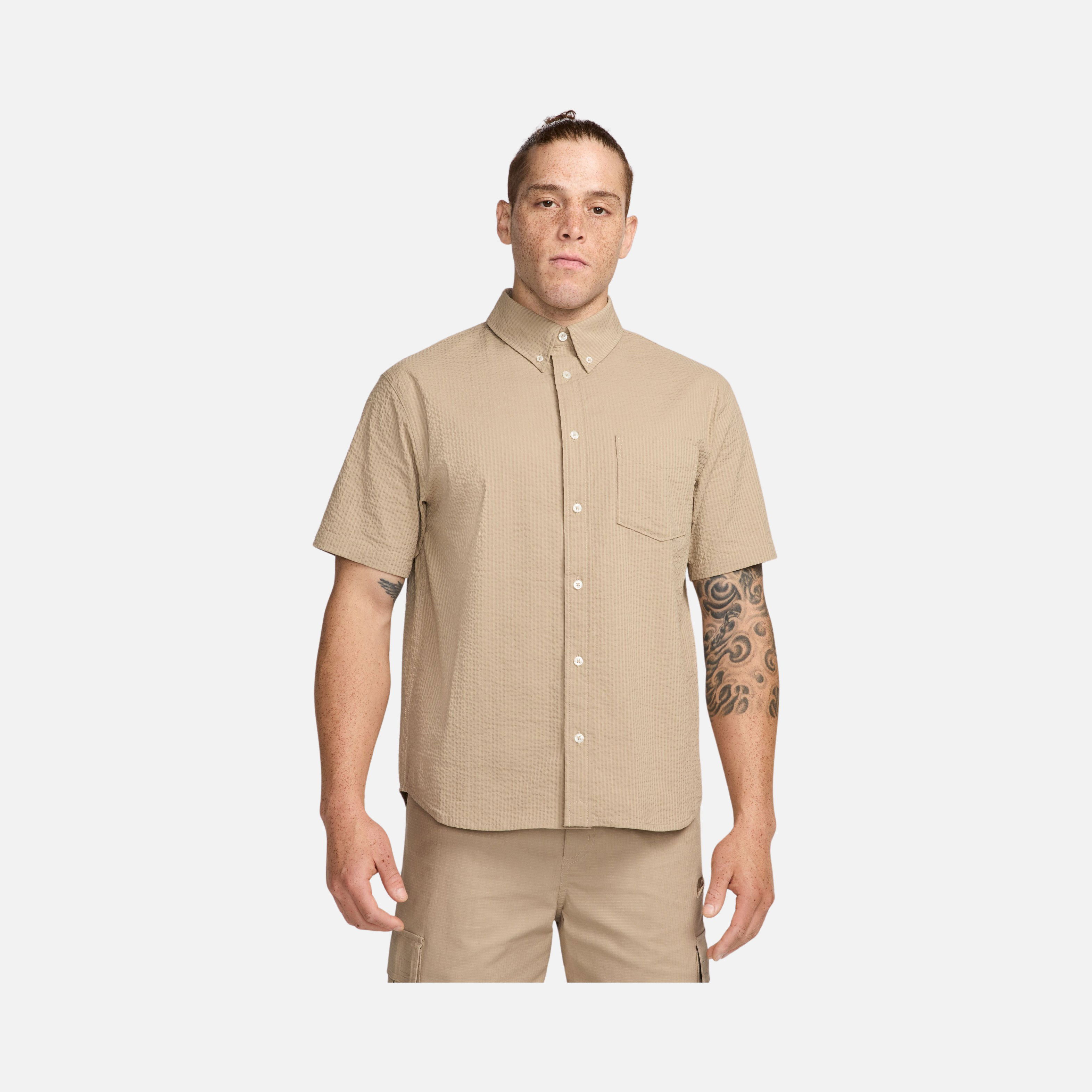 Nike Life Seersucker Fabric Button-Down Short-Sleeve Erkek Gömlek