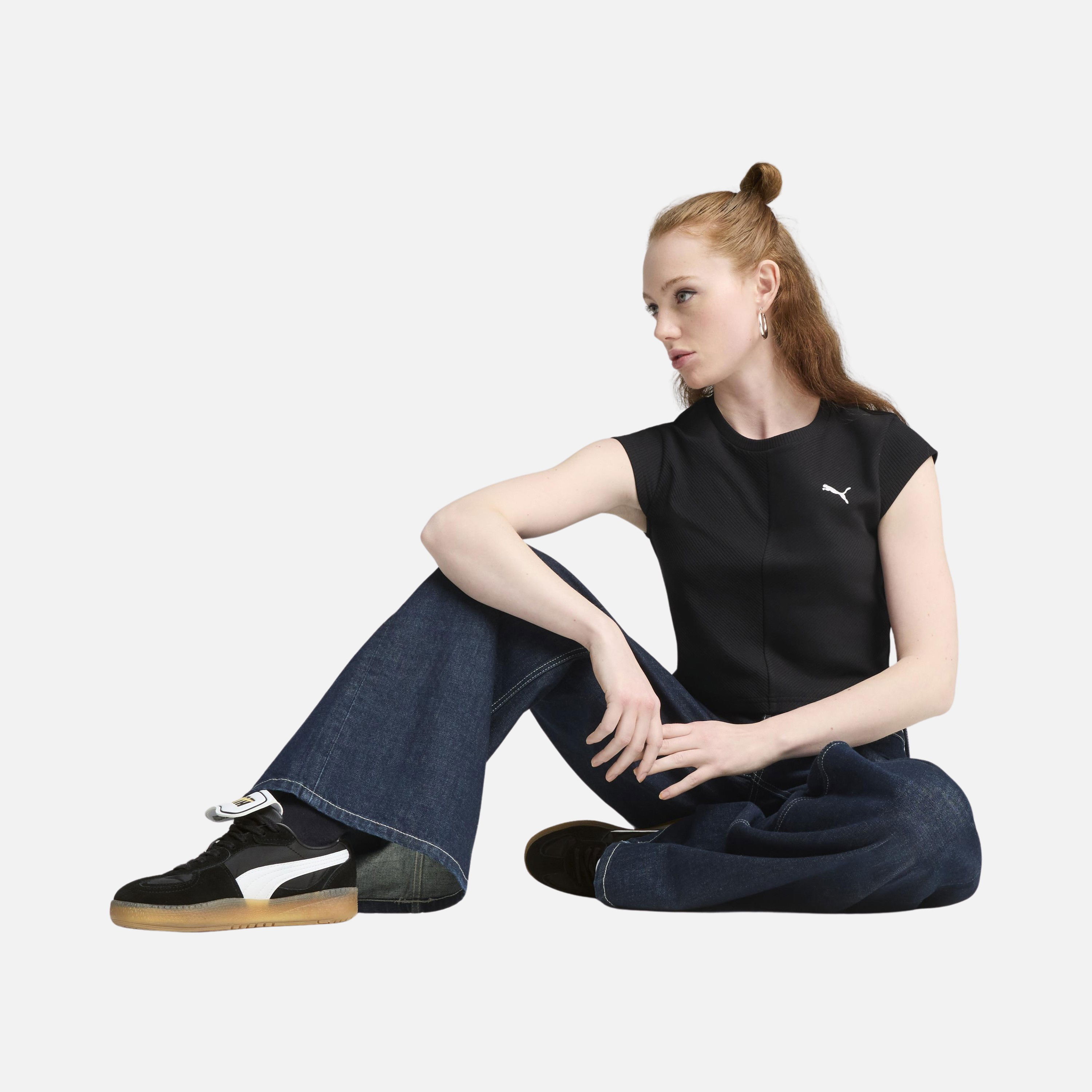 Puma Sportswear Wardrobe Essentials Ribbed Baby Cropped Short-Sleeve Kadın Tişört