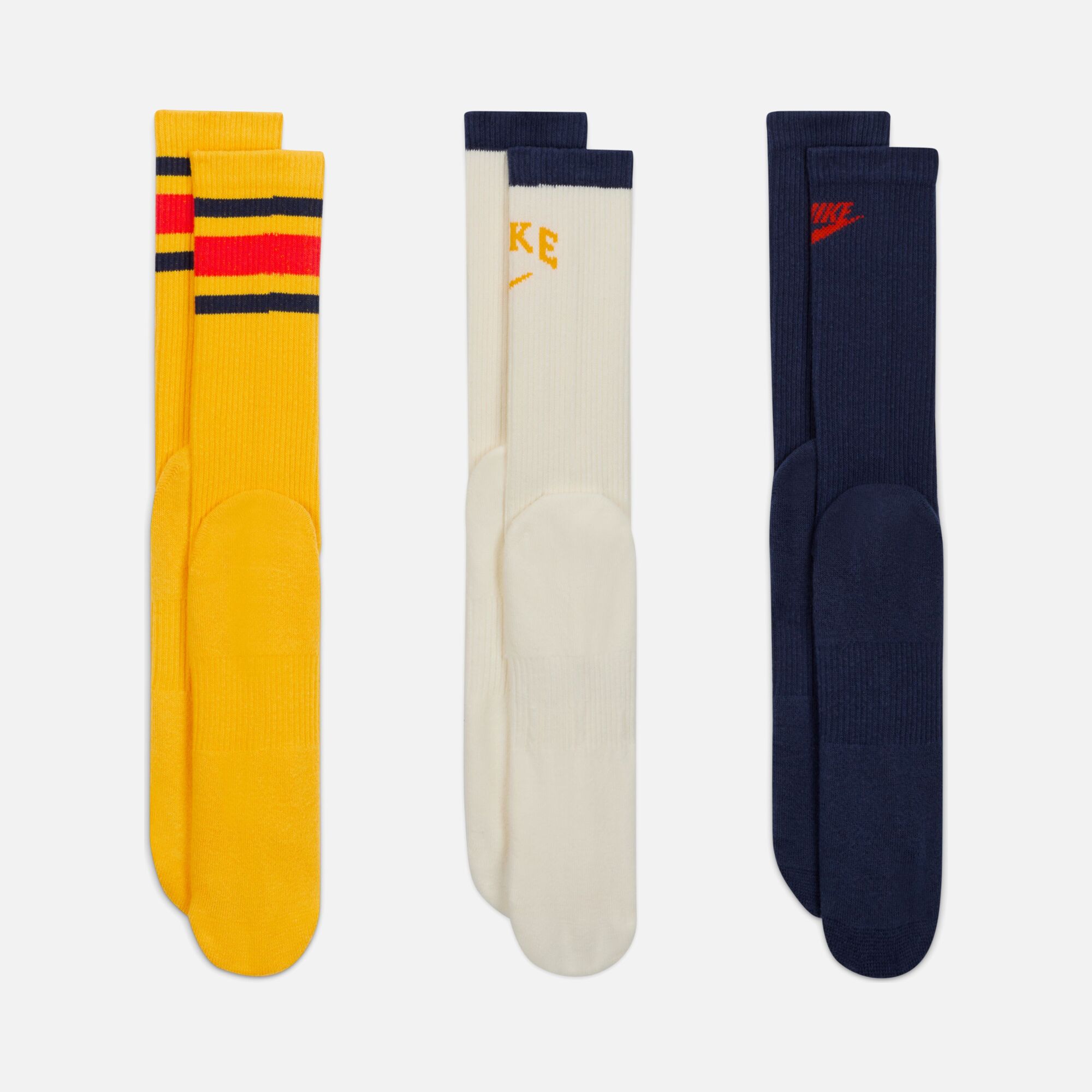 Nike Dri-Fit Everyday Plus Cushioned Crew Retro Style Atlethic Training (3 Pairs) Unisex Çorap