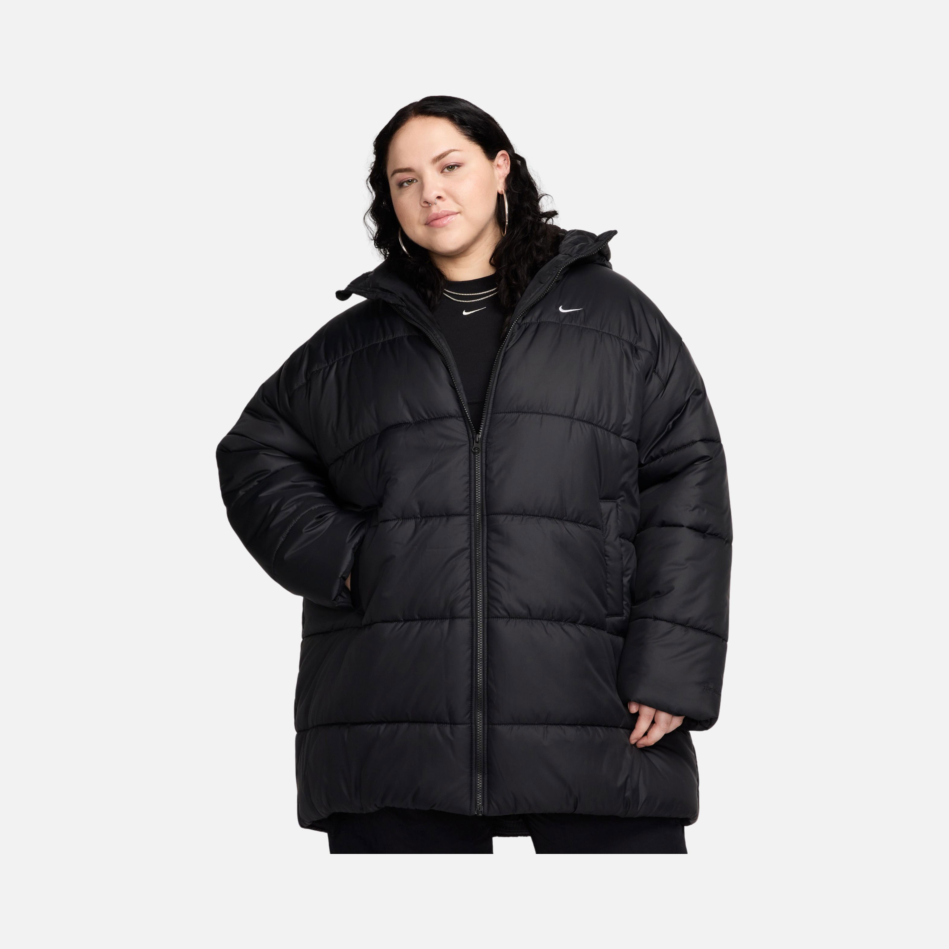 Nike Sportswear Classic Puffer Therma-Fit Loose Full-Zip Hoodie (Plus Size) Kadın Parka