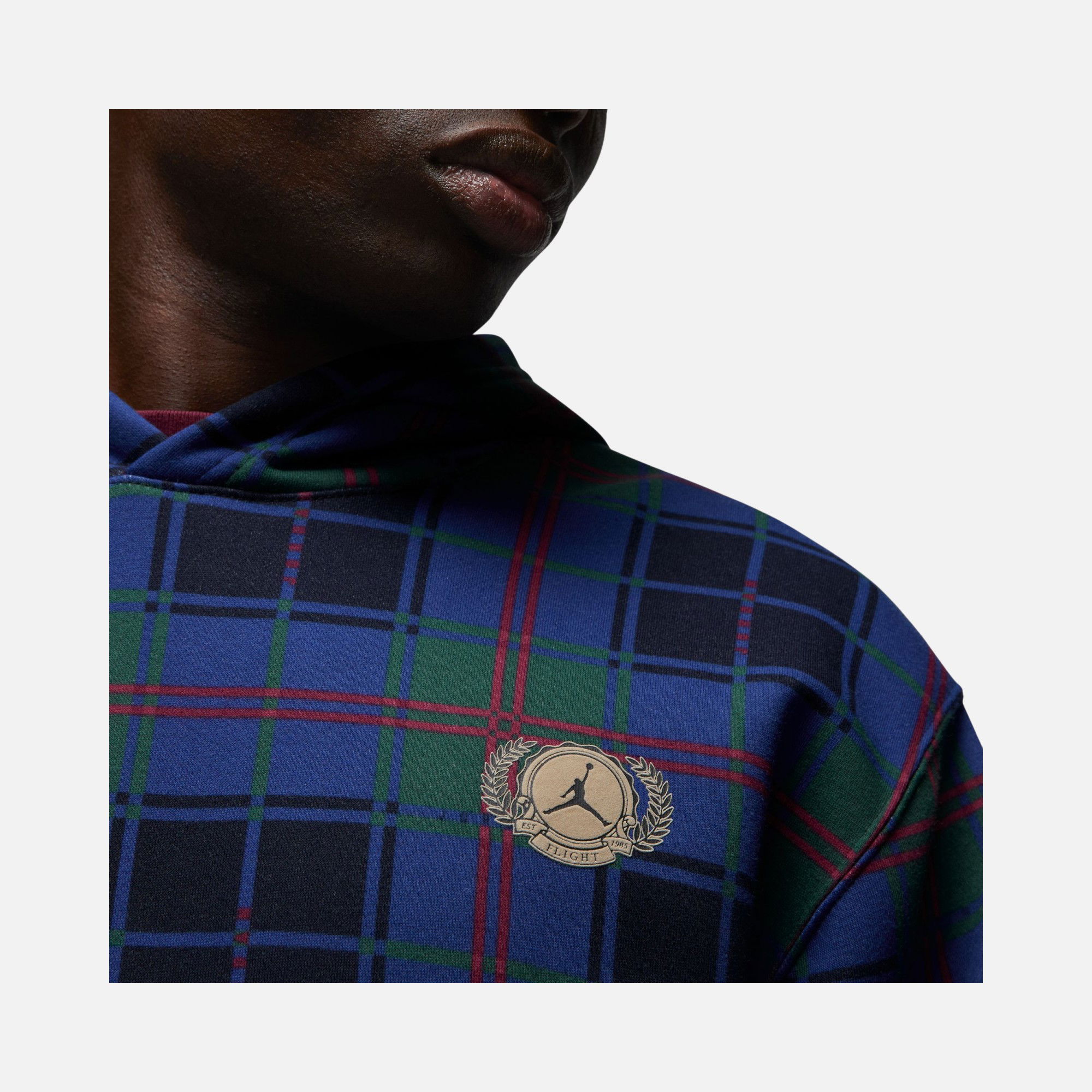 Nike Jordan Essential Flight Artist Series Plaid Fleece Crew Erkek Sweatshirt