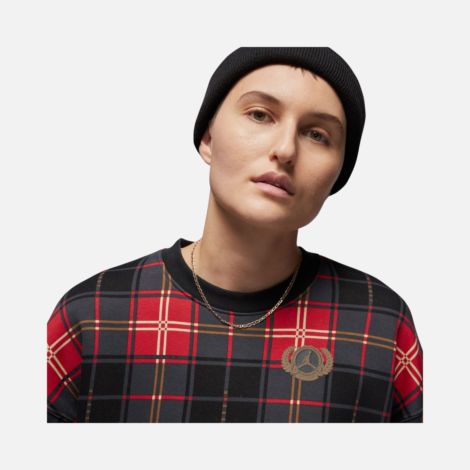 Nike Jordan Essential Flight Artist Series Plaid Fleece Crew Kadın Sweatshirt