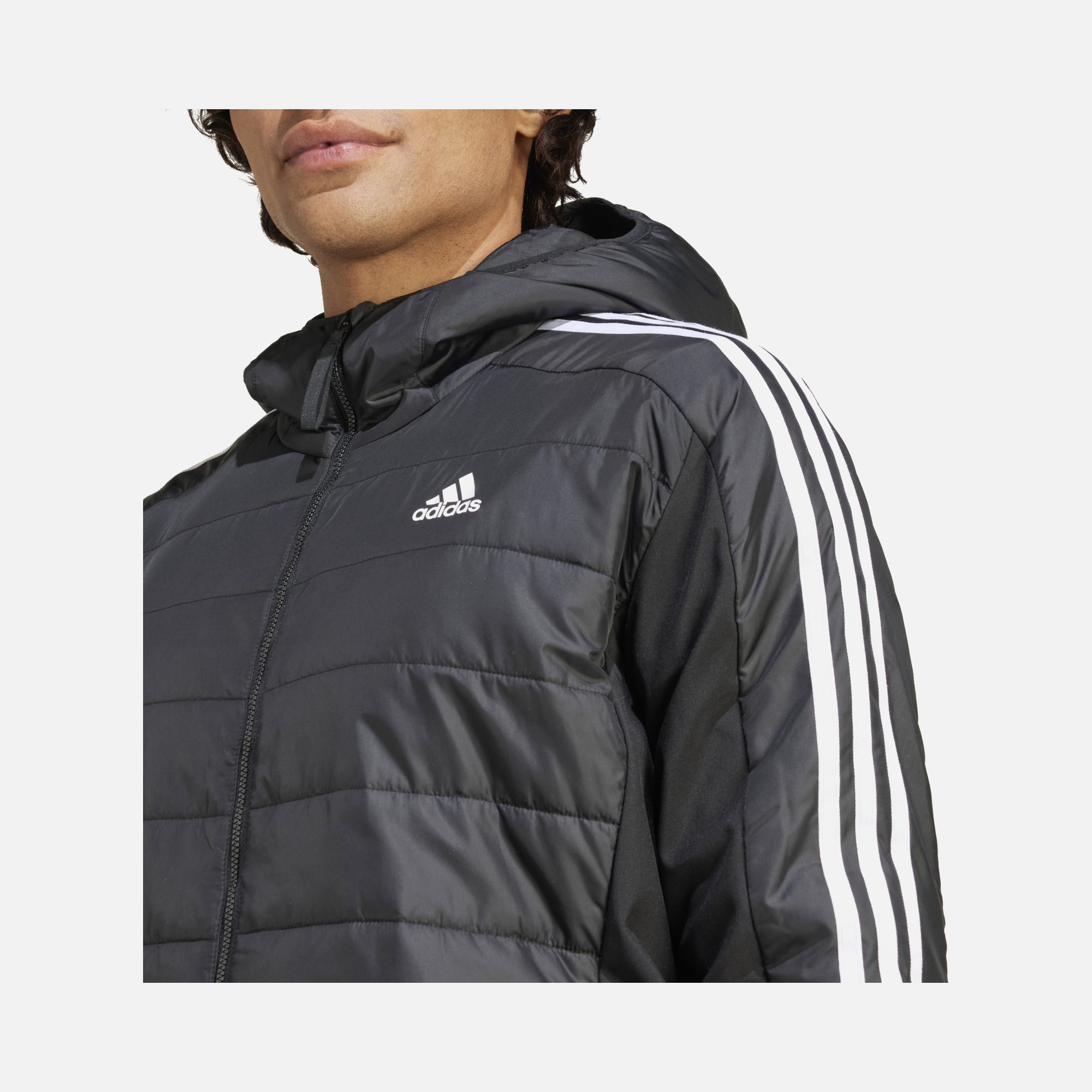 adidas Essentials 3-Stripes Insulated Hybrid Full-Zip Hoodie Erkek Ceket