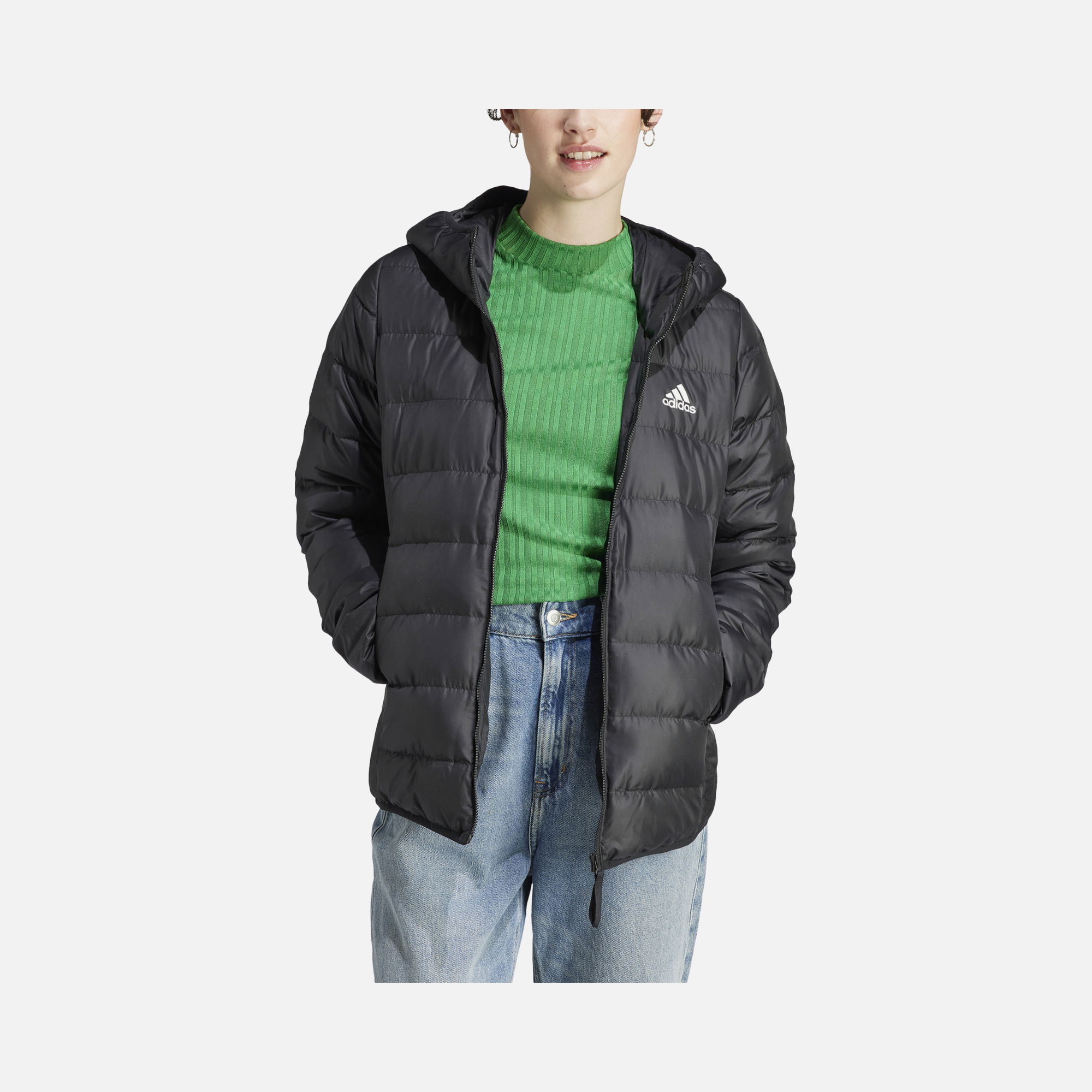 adidas Essentials Light Down Full-Zip Hoodie Kadın Mont