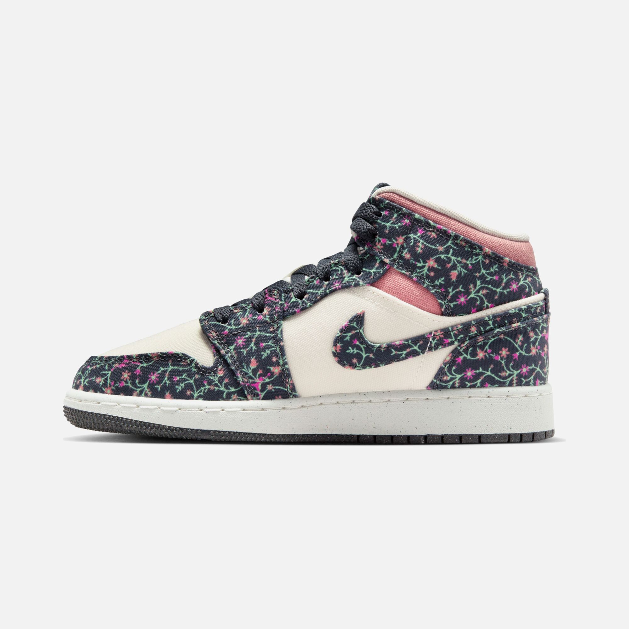 Nike Air Jordan 1 Mid SE ''Floral Canvas Details'' (GS) Spor Ayakkabı
