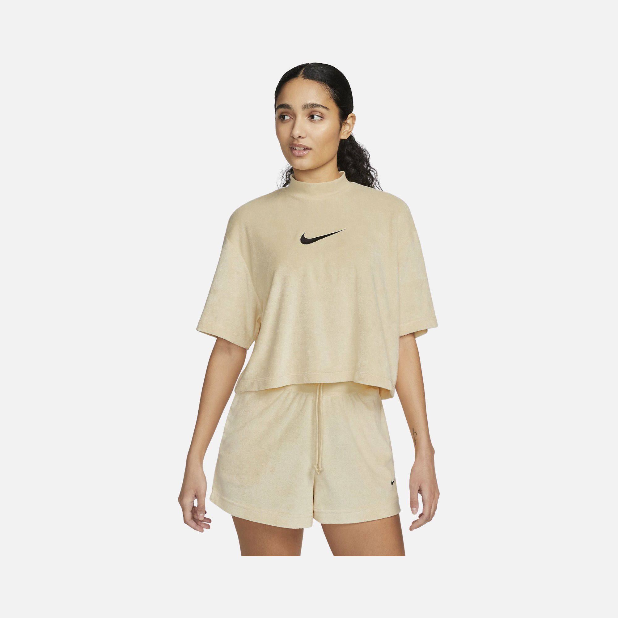 Nike Sportswear Mock-Neck Short-Sleeve Terry Short-Sleeve Kadın Tişört