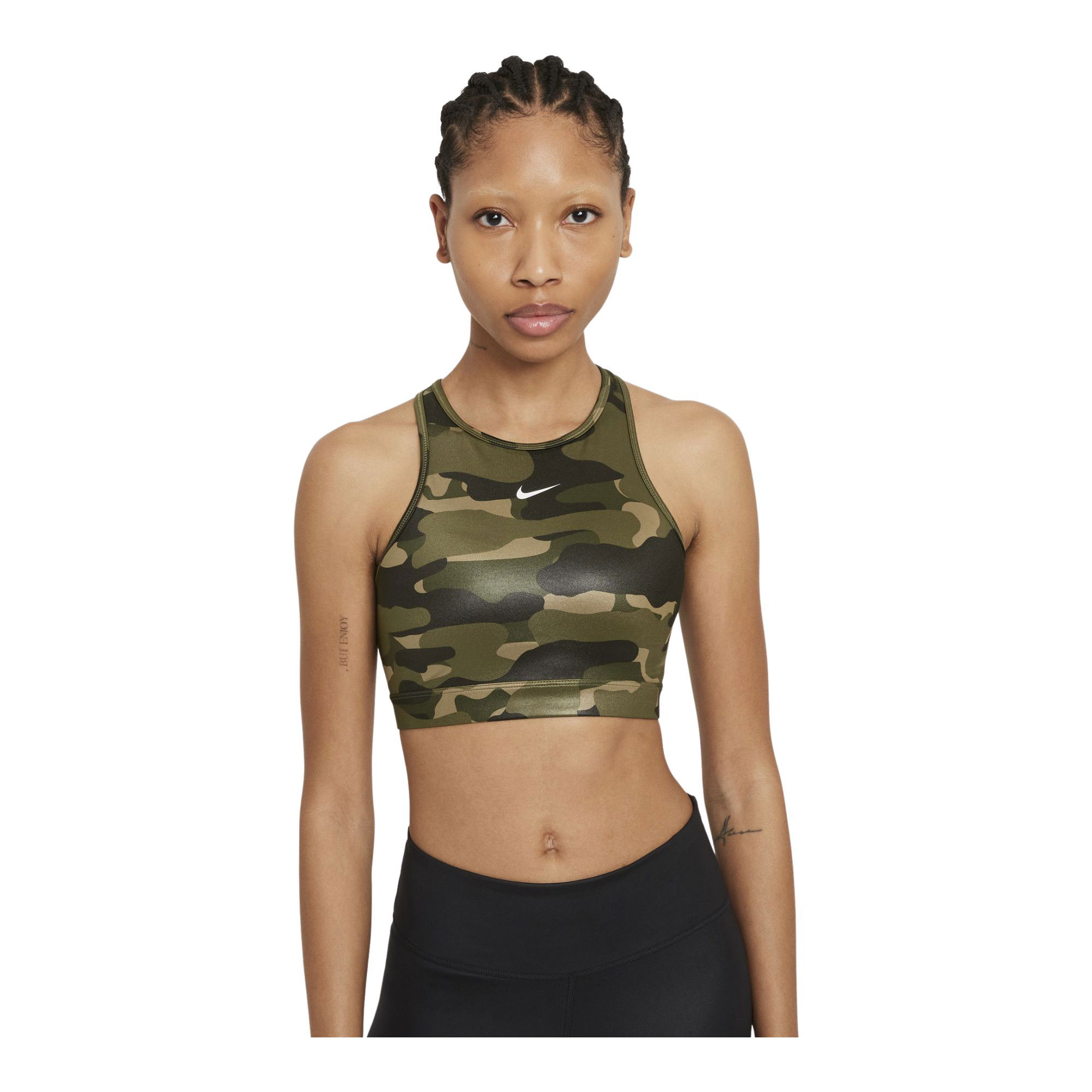 Nike Dri-Fit Swoosh Camouflage Printed Medium-Support 1-Piece Pad High-Neck Kadın Bra