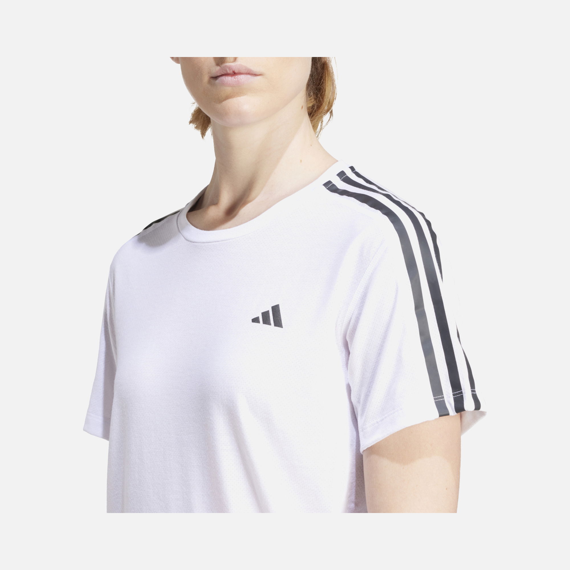 adidas AEROREADY Own the Run 3-Stripes Running Short-Sleeve Kadın Tişört