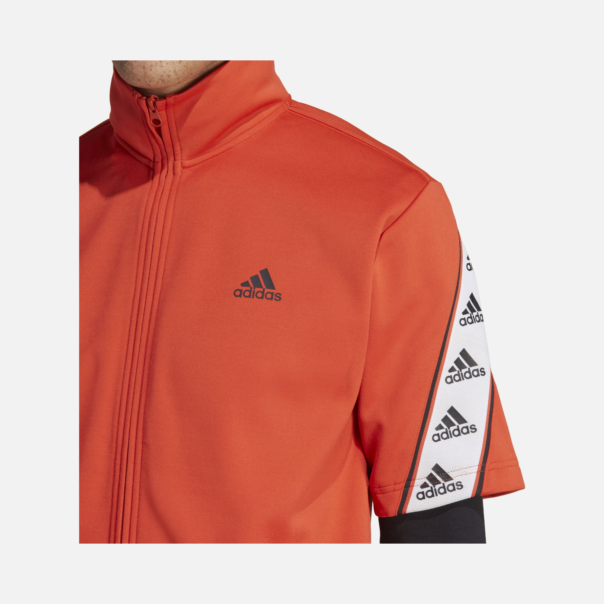 adidas Sportswear Taped Logo Full-Zipp Short-Sleeve Erkek Sweatshirt