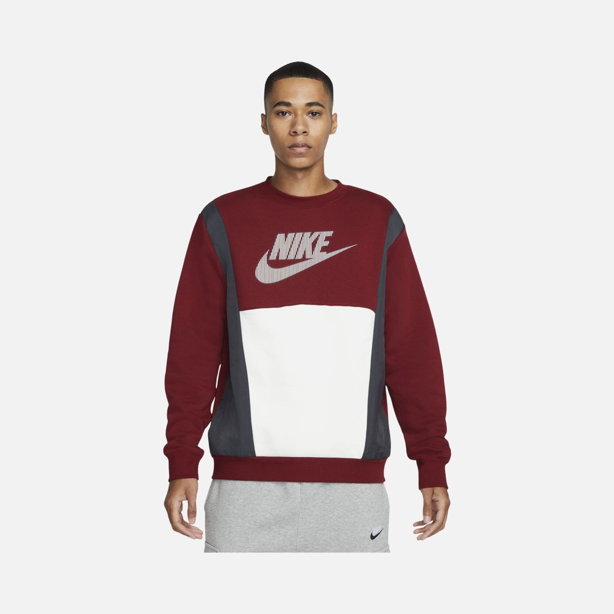 Nike Sportswear Hybrid Fleece Colorblock Erkek Sweatshirt