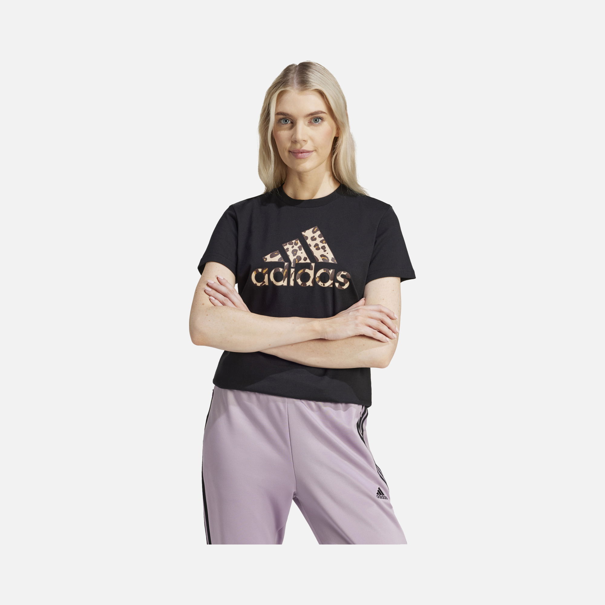 adidas Sportswear Animal Print Logo ''Leopard'' '24 Short-Sleeve Kadın Tişört