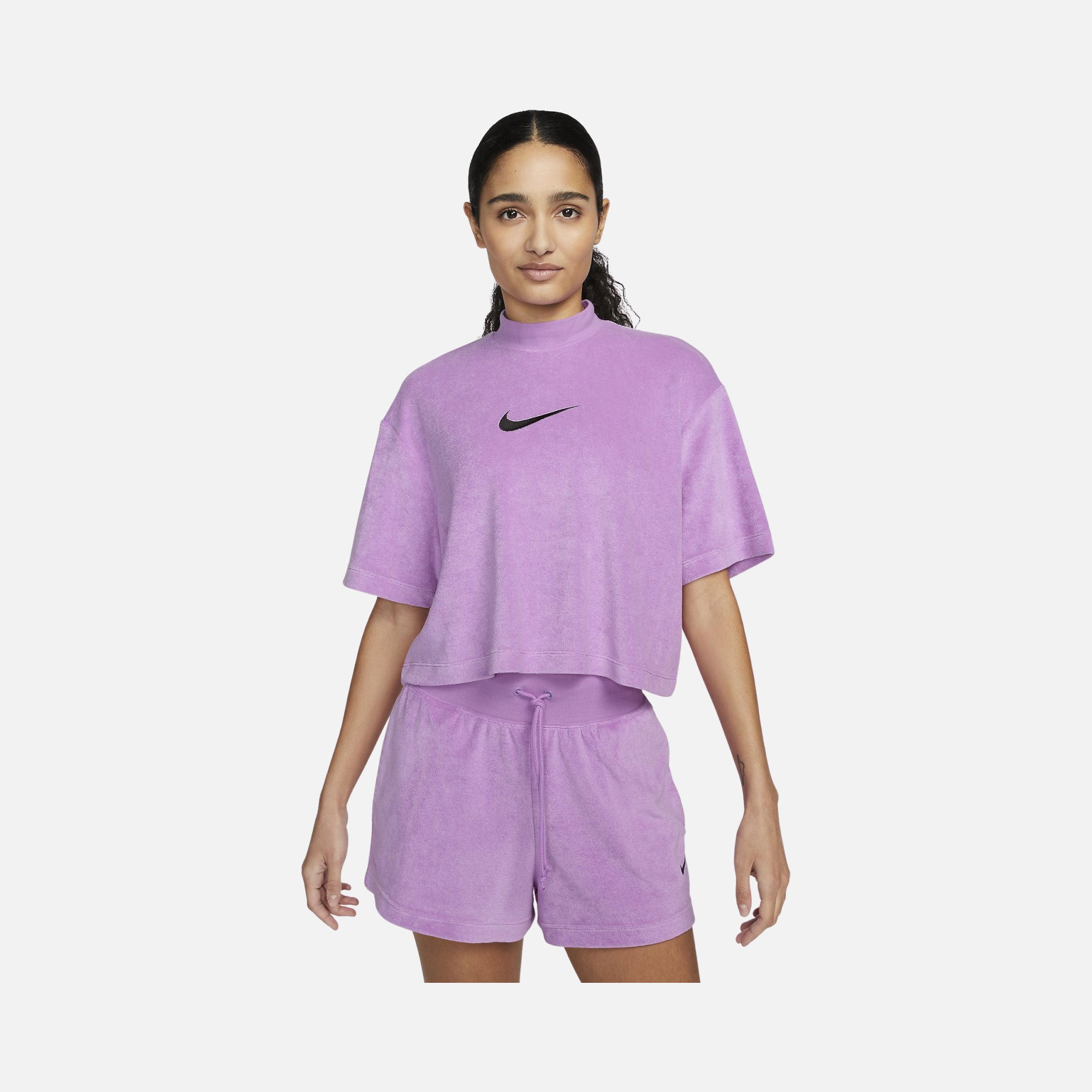 Nike Sportswear Mock-Neck Short-Sleeve Terry Short-Sleeve Kadın Tişört