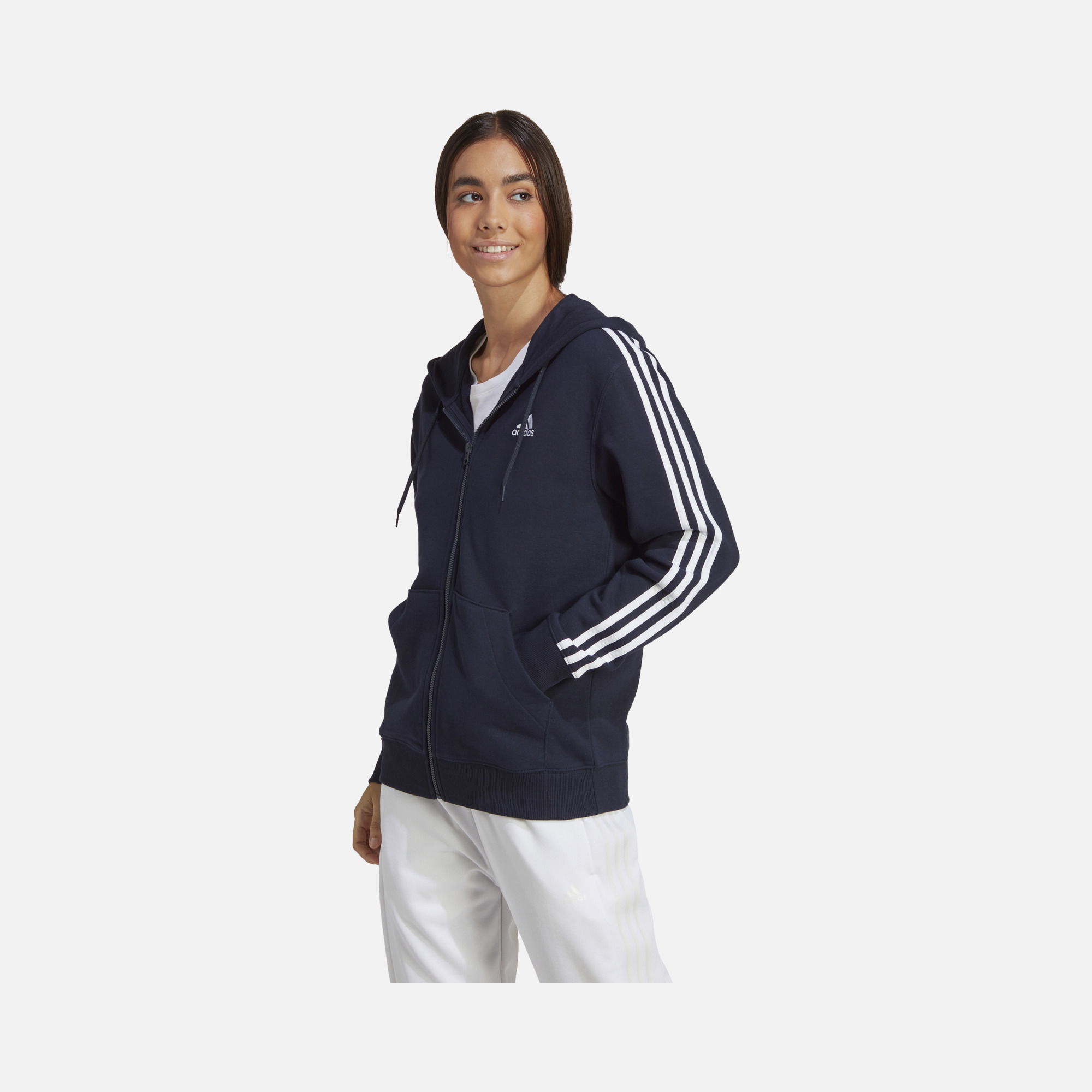 adidas Essentials 3-Stripes French Terry Full-Zip Hoodie Kadın Sweatshirt