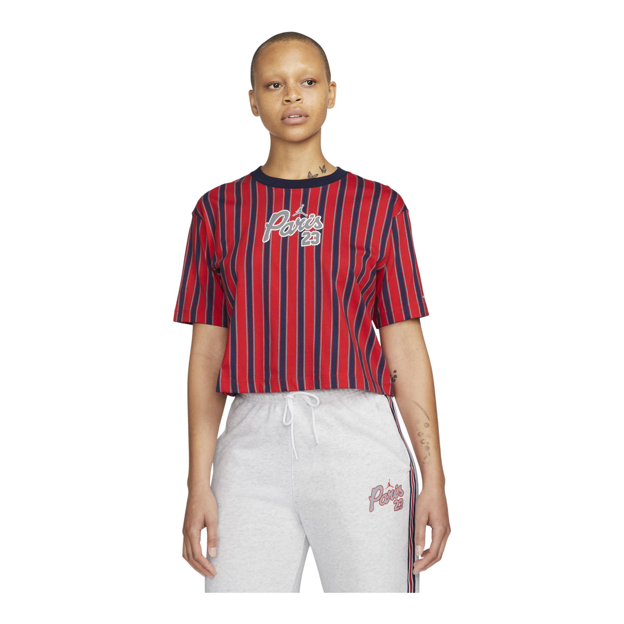 Nike Jordan 23 Paris Saint-Germain Graphic Cropped Short-Sleeve Kadın Tişört