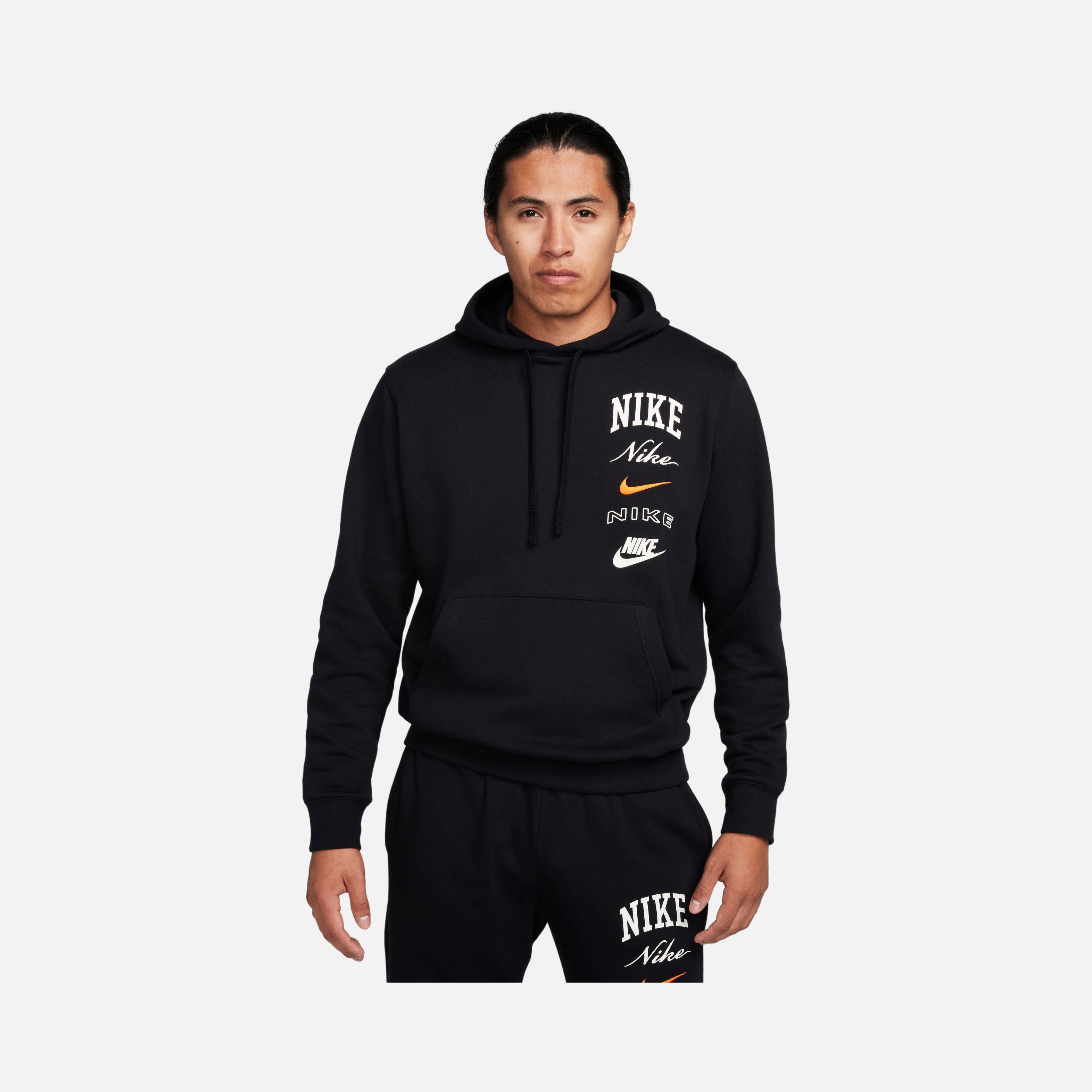Nike Sportswear Club Fleece ''Stacked Graphics'' Pullover Hoodie Erkek Sweatshirt