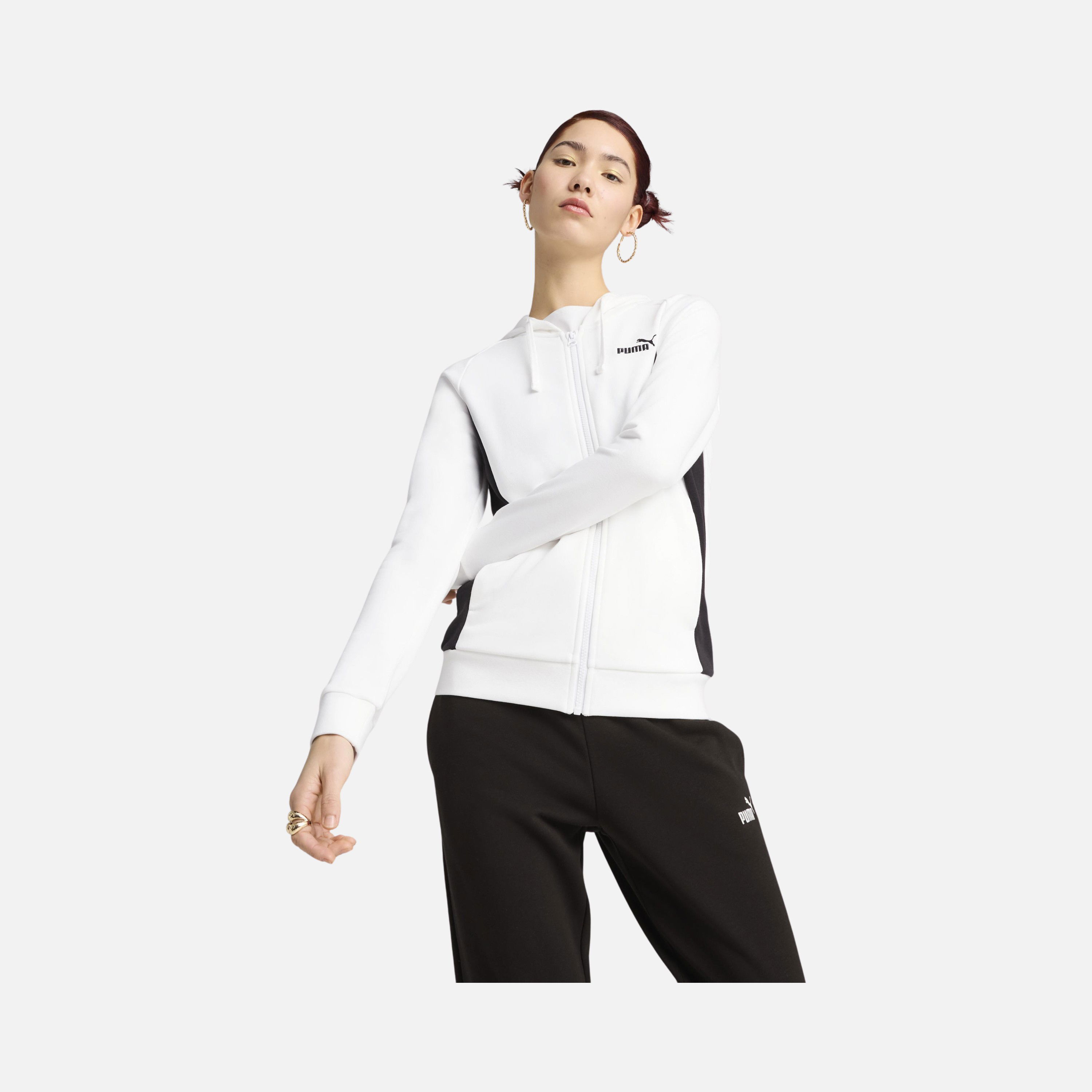 Puma Sportswear Embroidered No. 1 Logo Graphic Colorblock Full-Zip Hooded Kadın Eşofman Takımı