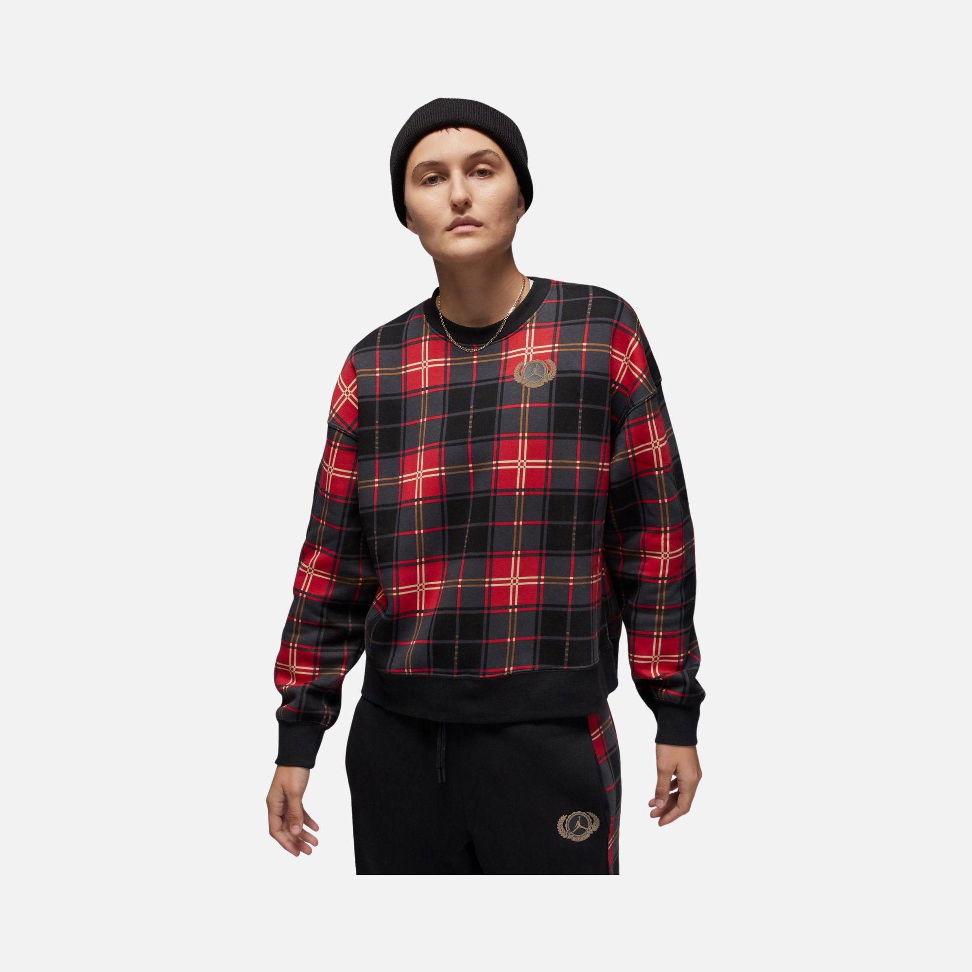 Nike Jordan Essential Flight Artist Series Plaid Fleece Crew Kadın Sweatshirt