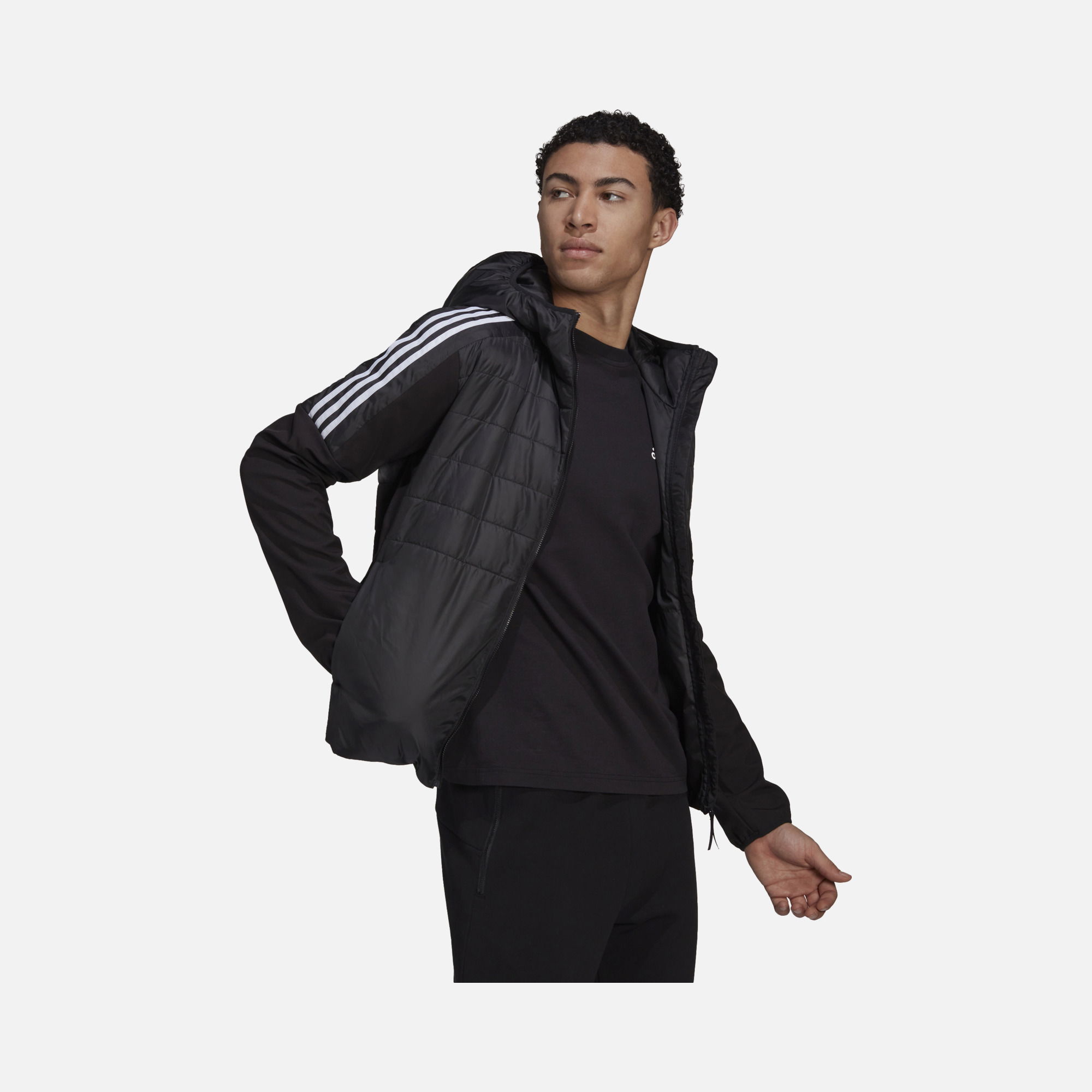 adidas Sportswear Essentials Insulated 3-Stripes Full-Zipp Hooded Erkek Ceket