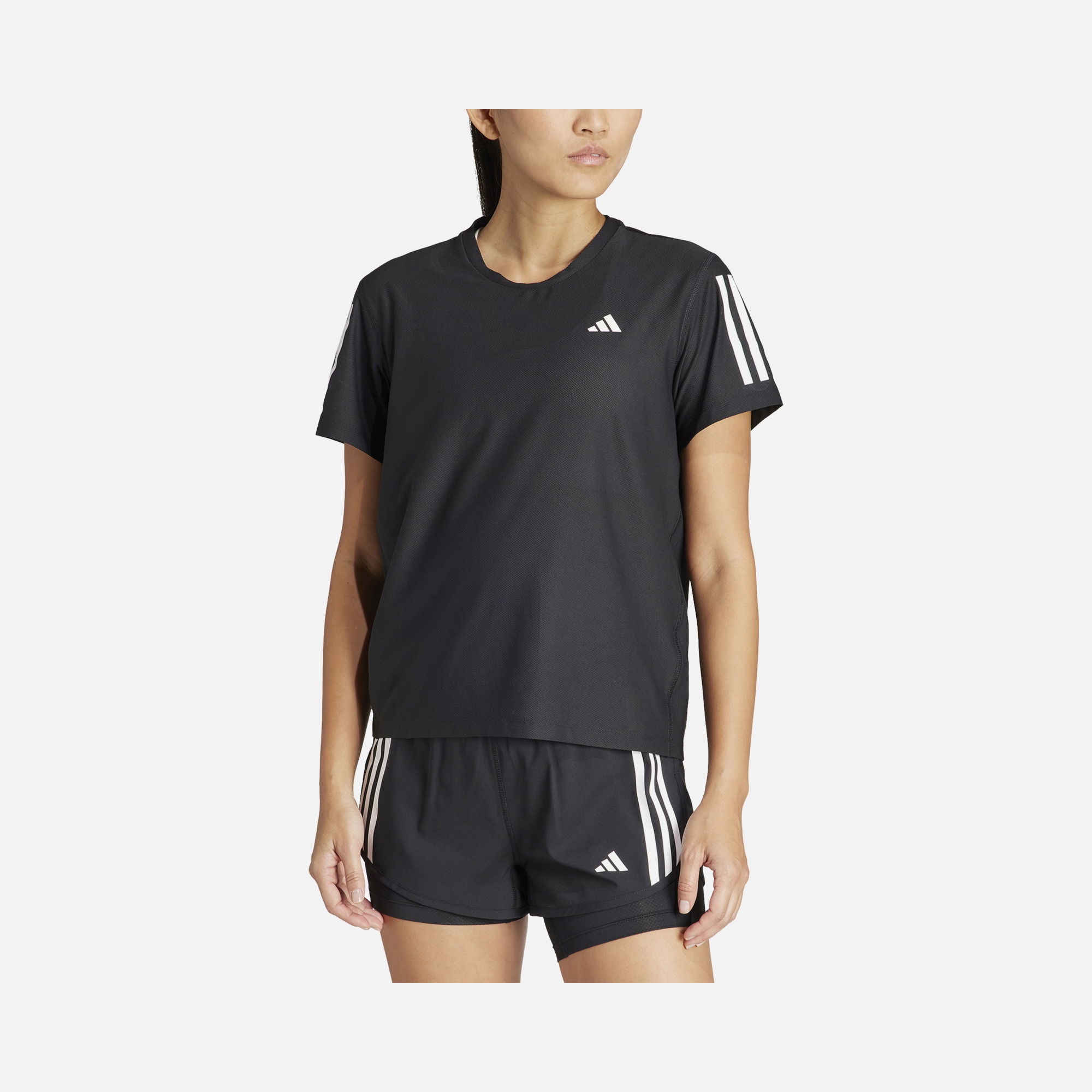 adidas AEROREADY Run Own The 3-Stripes Crew Neck Running Short-Sleeve Kadın Tişört