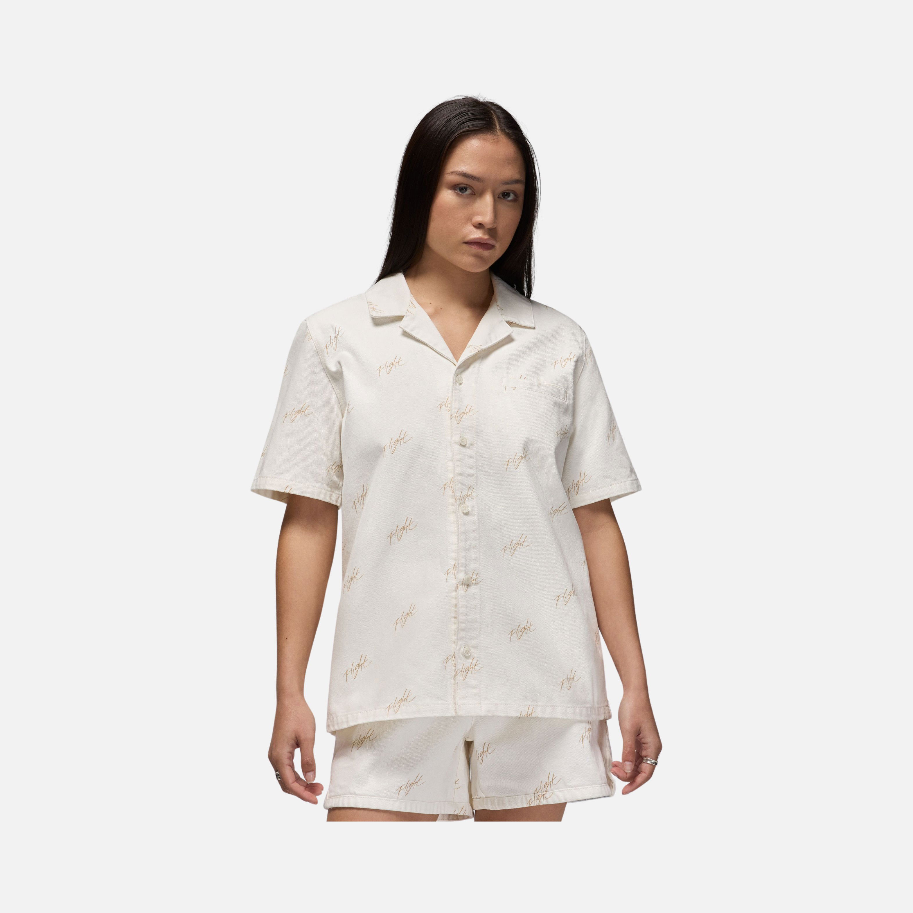 Nike Jordan Flight Graphics Woven Full-Buttoned Short-Sleeve Kadın Gömlek