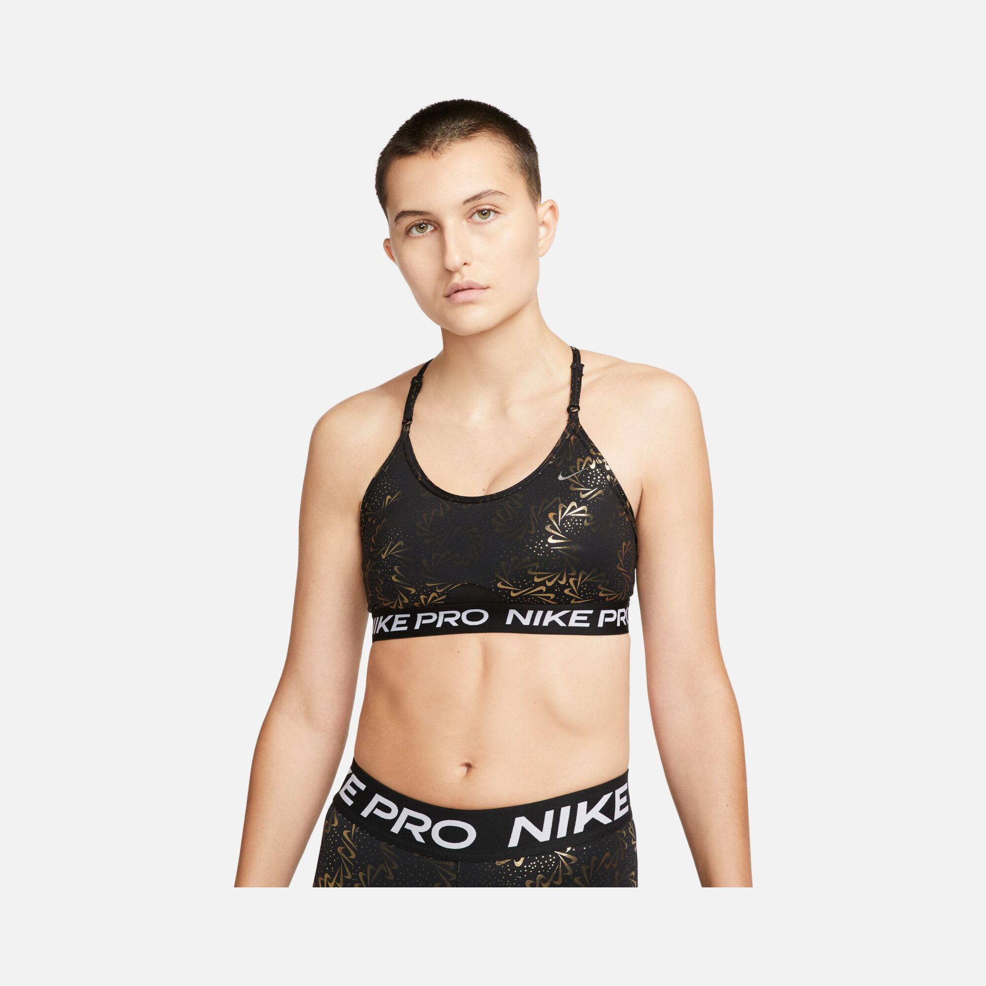 Nike Pro Indy Light-Support Padded Strappy Sparkle Sports Training Kadın Bra