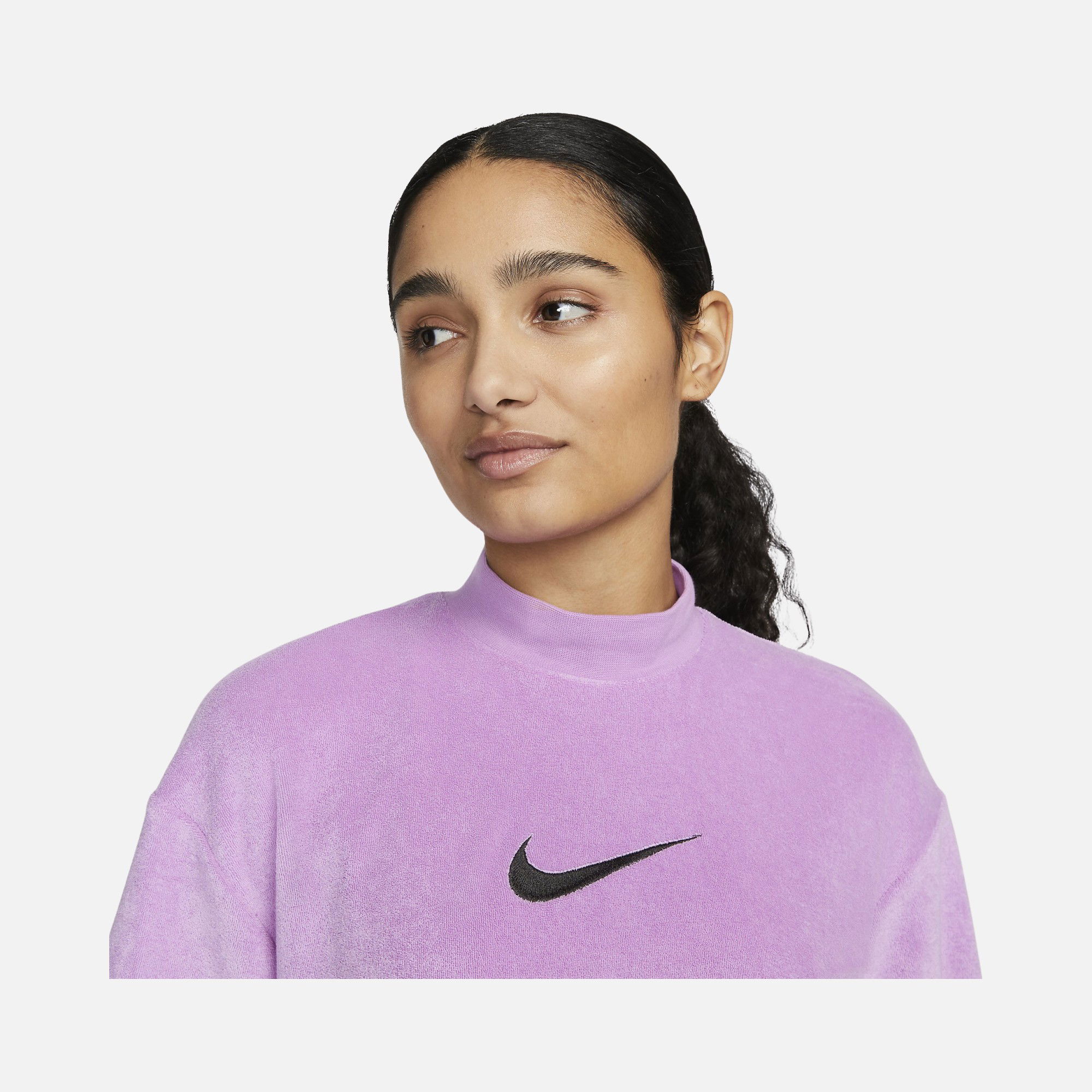 Nike Sportswear Mock-Neck Short-Sleeve Terry Short-Sleeve Kadın Tişört