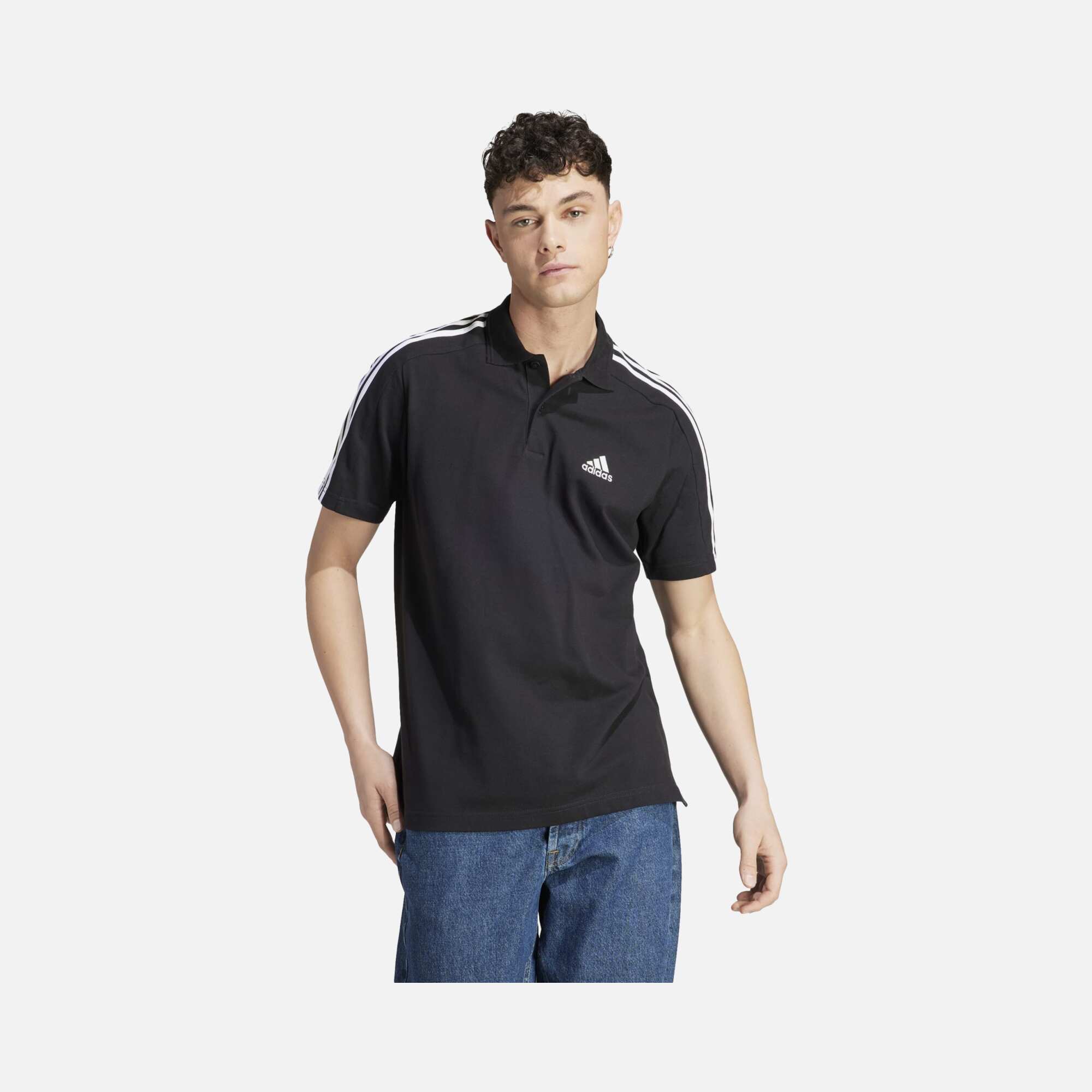 adidas Essentials Piqué Embroidered Small Logo 3-Stripes Polo Short-Sleeve Erkek Tişört