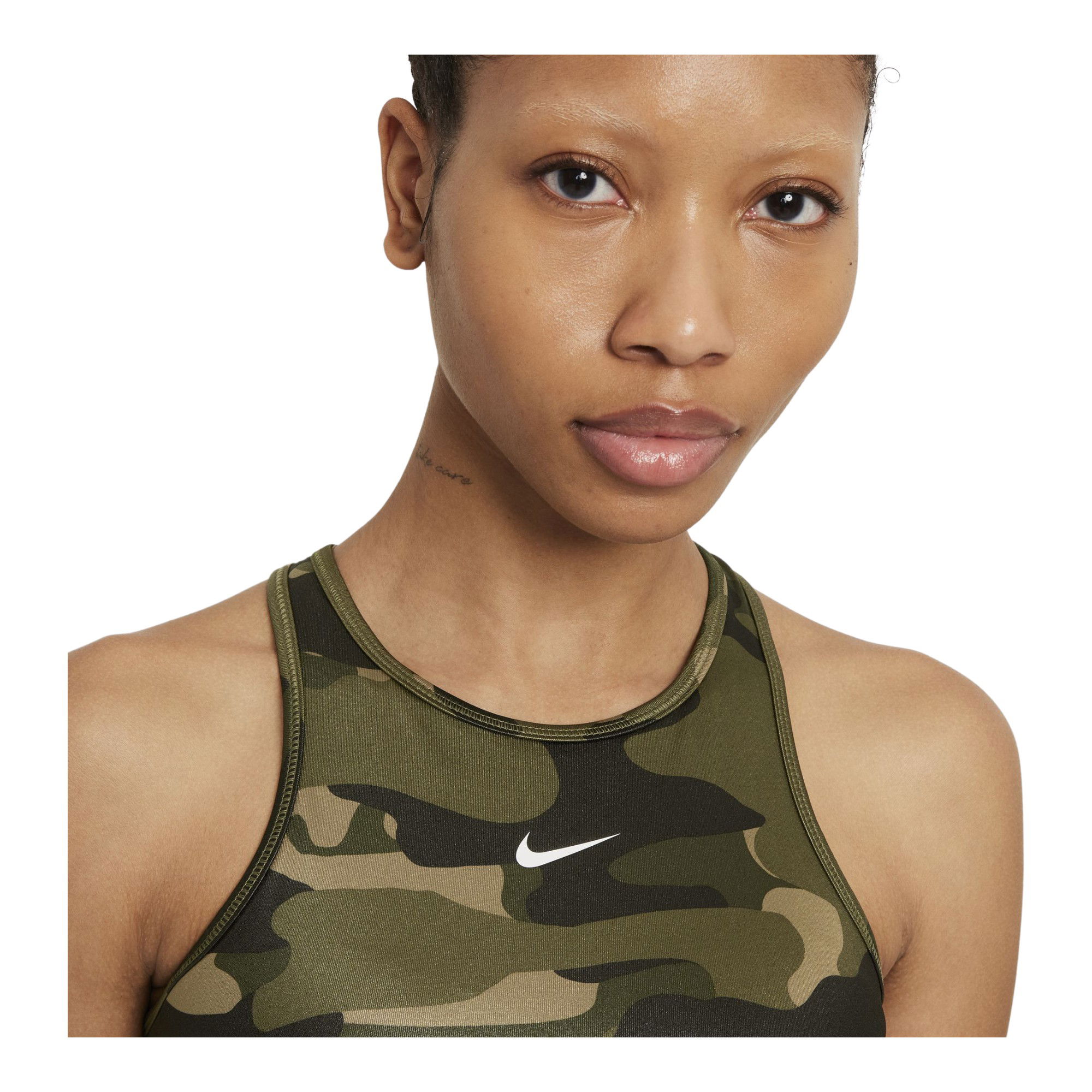 Nike Dri-Fit Swoosh Camouflage Printed Medium-Support 1-Piece Pad High-Neck Kadın Bra