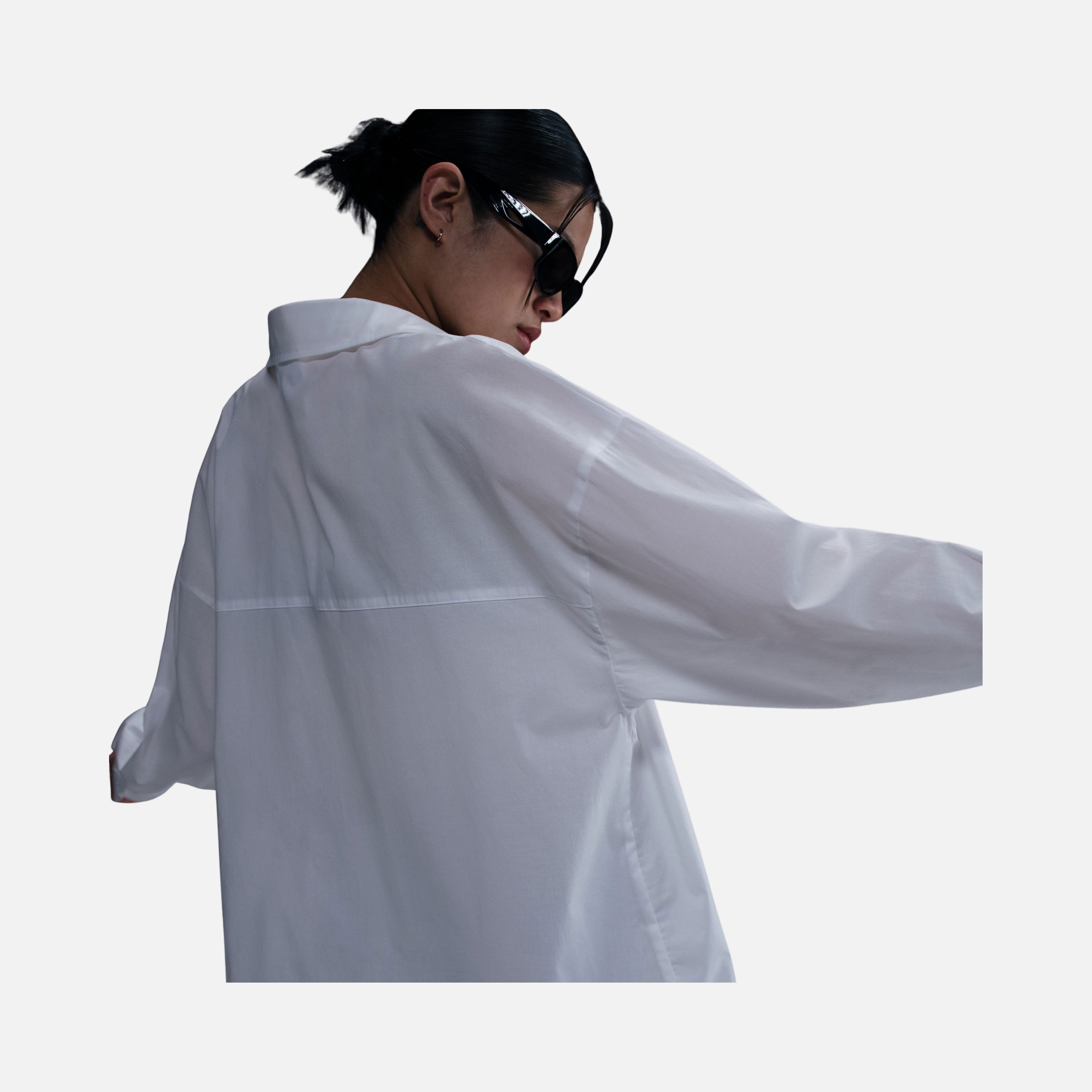 Nike W Nsw Chill Ppln Ls Btn Top Kadın Gömlek