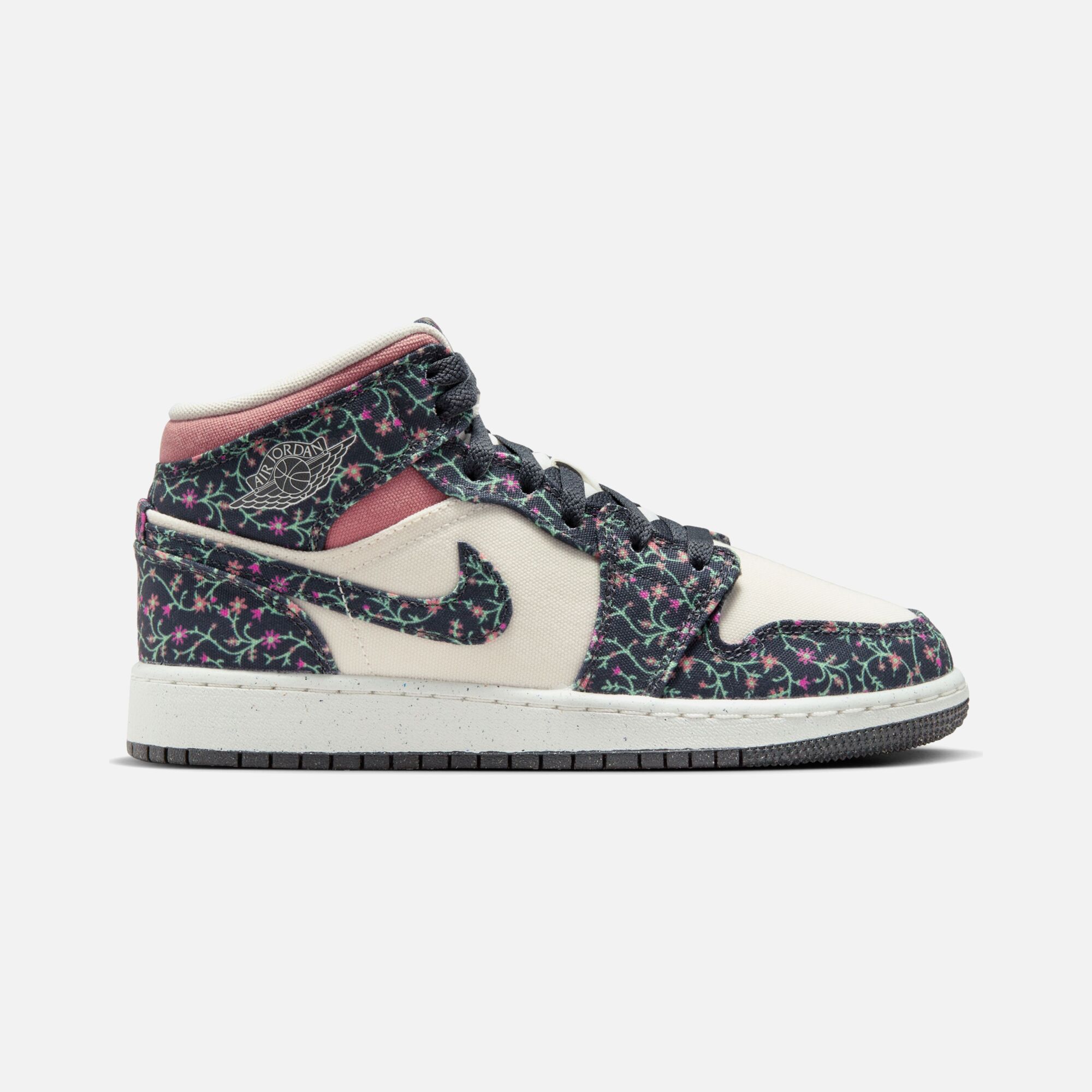 Nike Air Jordan 1 Mid SE ''Floral Canvas Details'' (GS) Spor Ayakkabı