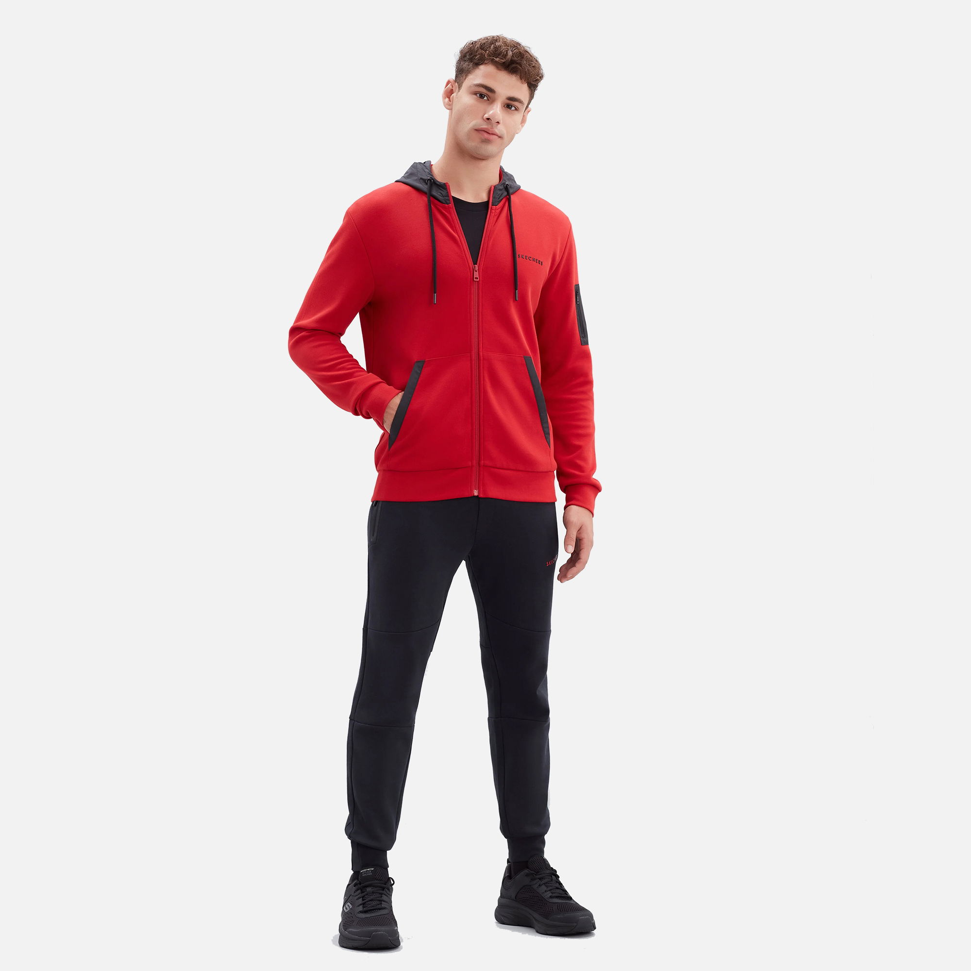 Skechers 2 XI Lock Woven Detailed Full-Zip Hoodie Sweatshirt