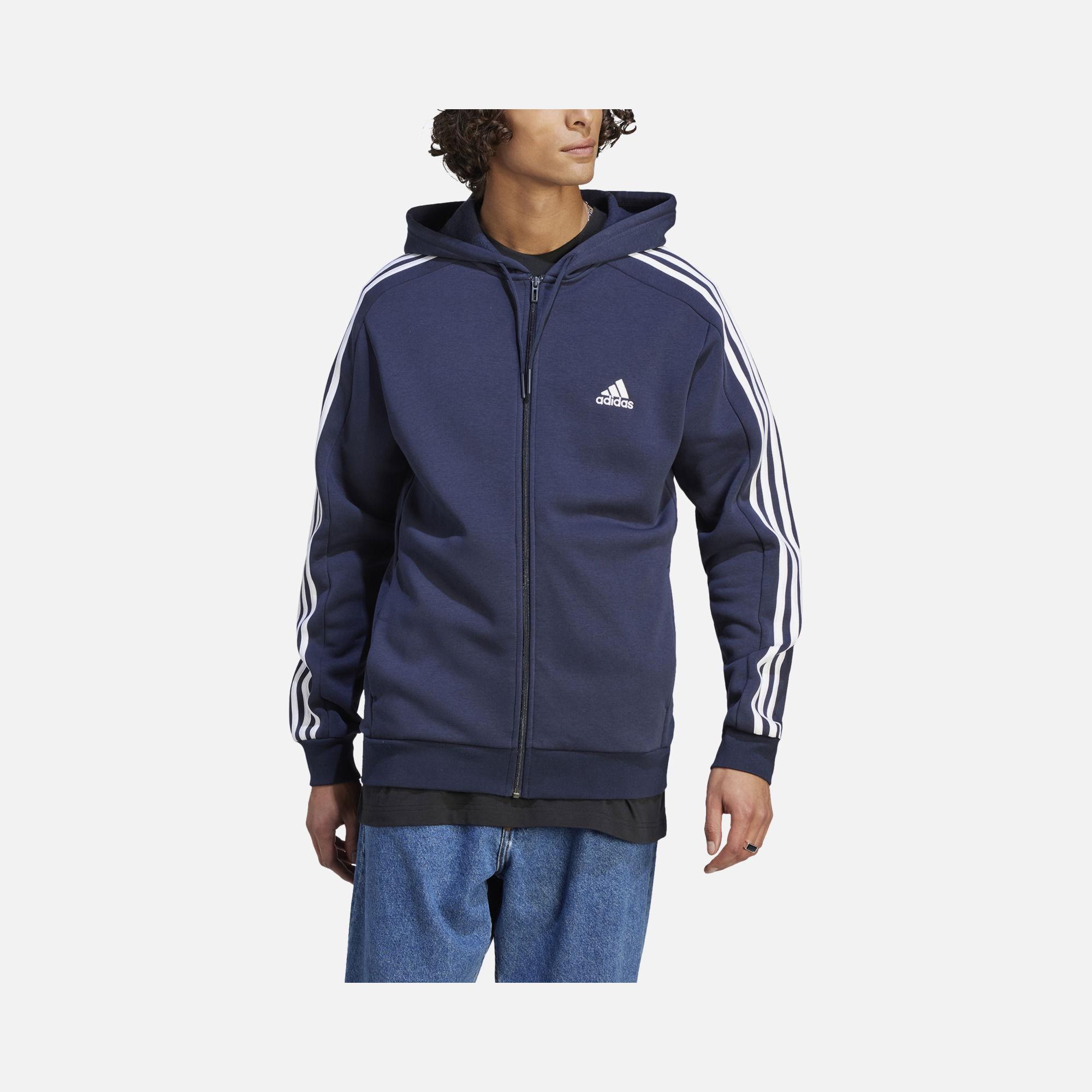 adidas Sportswaer Essentials Fleece 3-Stripes Full-Zip Hoodie Erkek Ceket