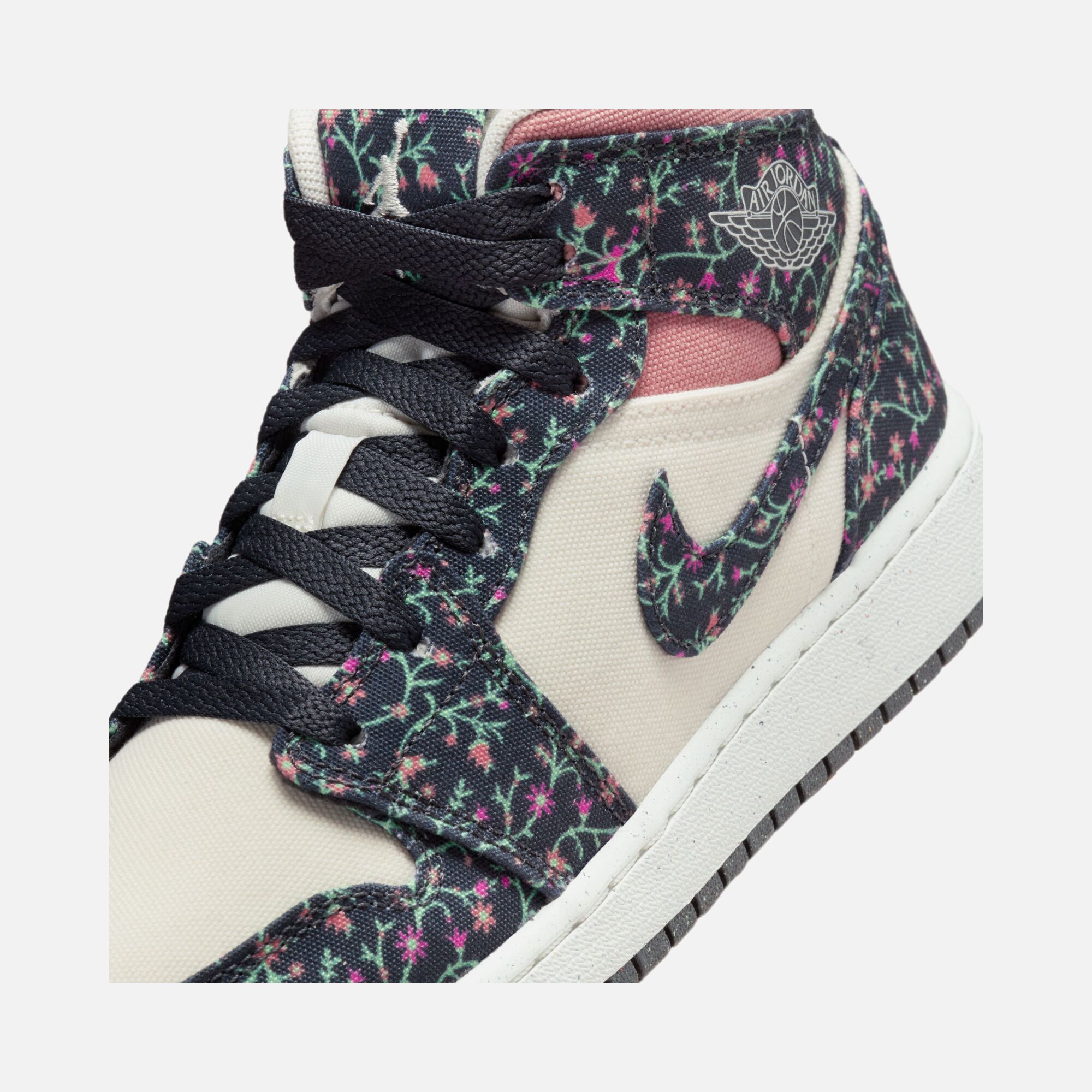 Nike Air Jordan 1 Mid SE ''Floral Canvas Details'' (GS) Spor Ayakkabı