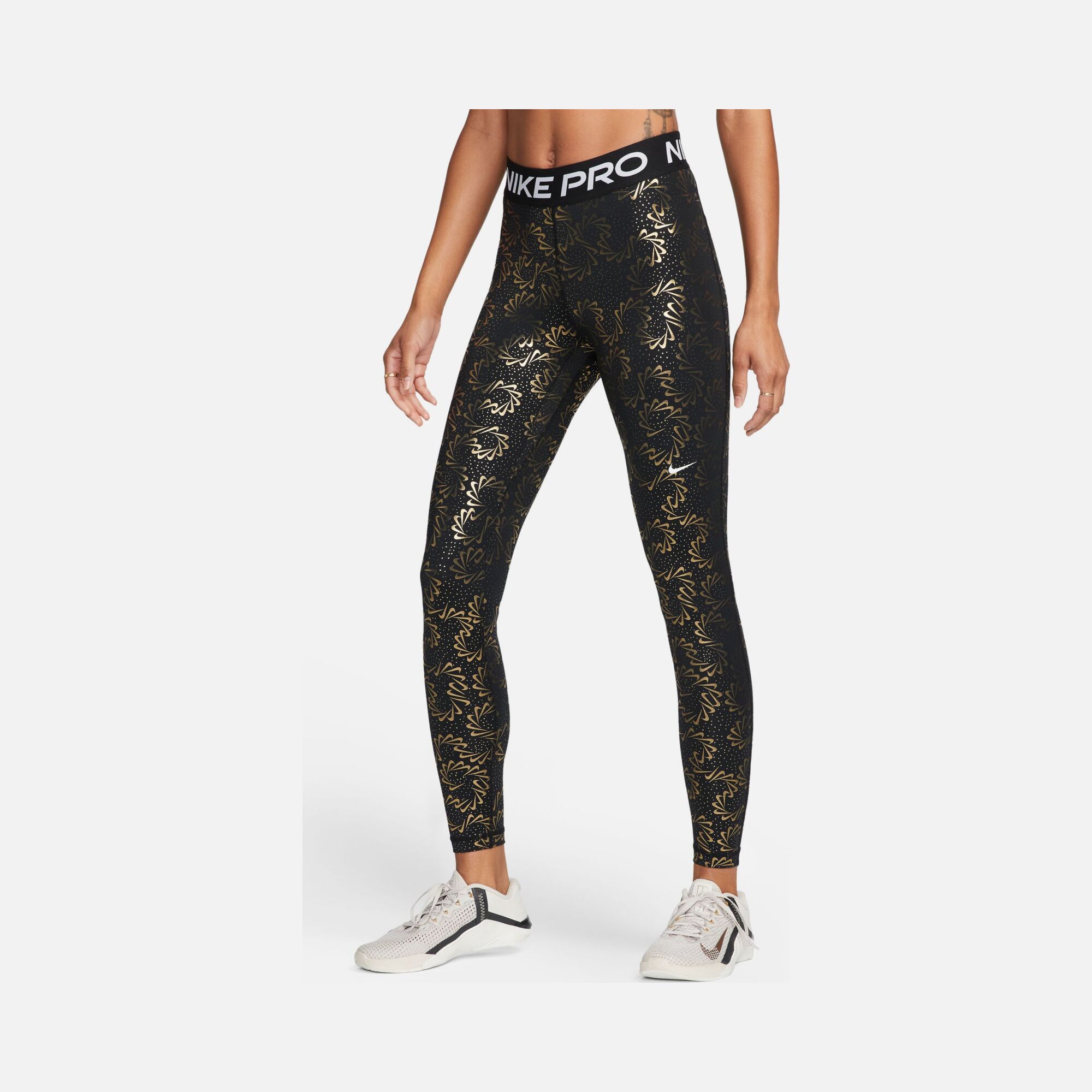 Nike Pro Sparkle Swoosh Graphics Mid-Rise Training Kadın Tayt