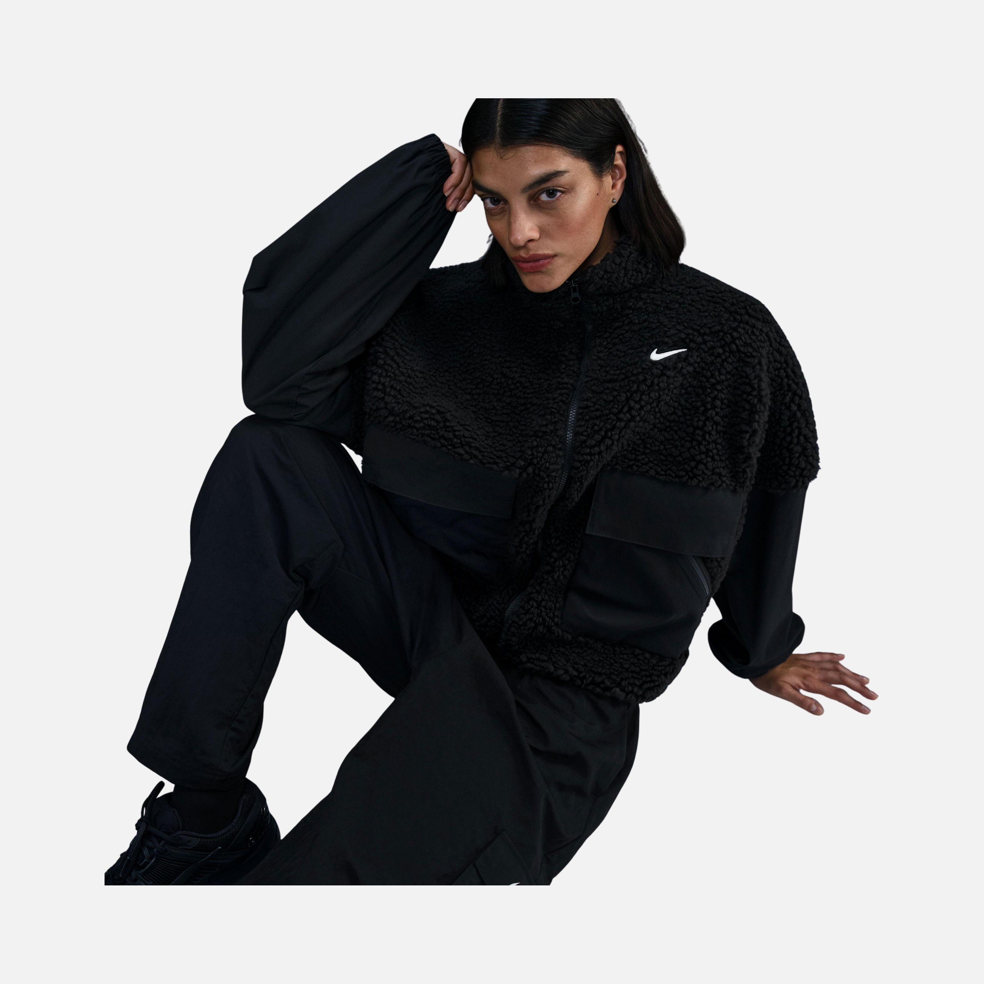 Nike Sportswear Essential Cozy Oversized Faux Fur and Ripstop Fabric Full-Zip Kadın Mont