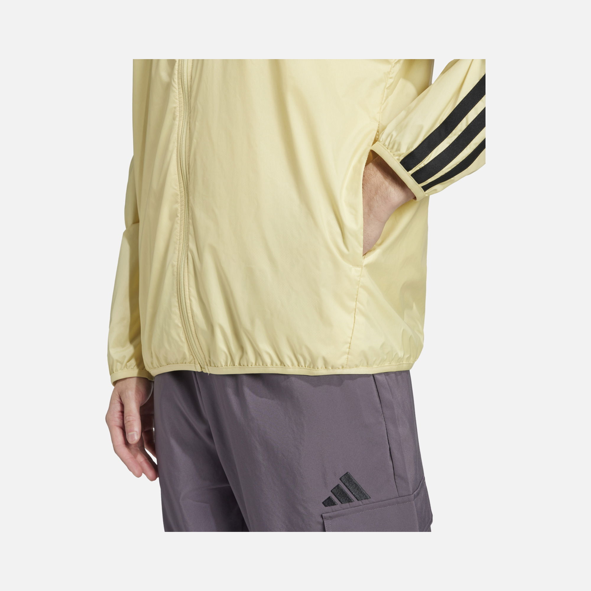 adidas Essentials 3-Stripes Windbreaker Full-Zip Adjustable Hooded Erkek Ceket