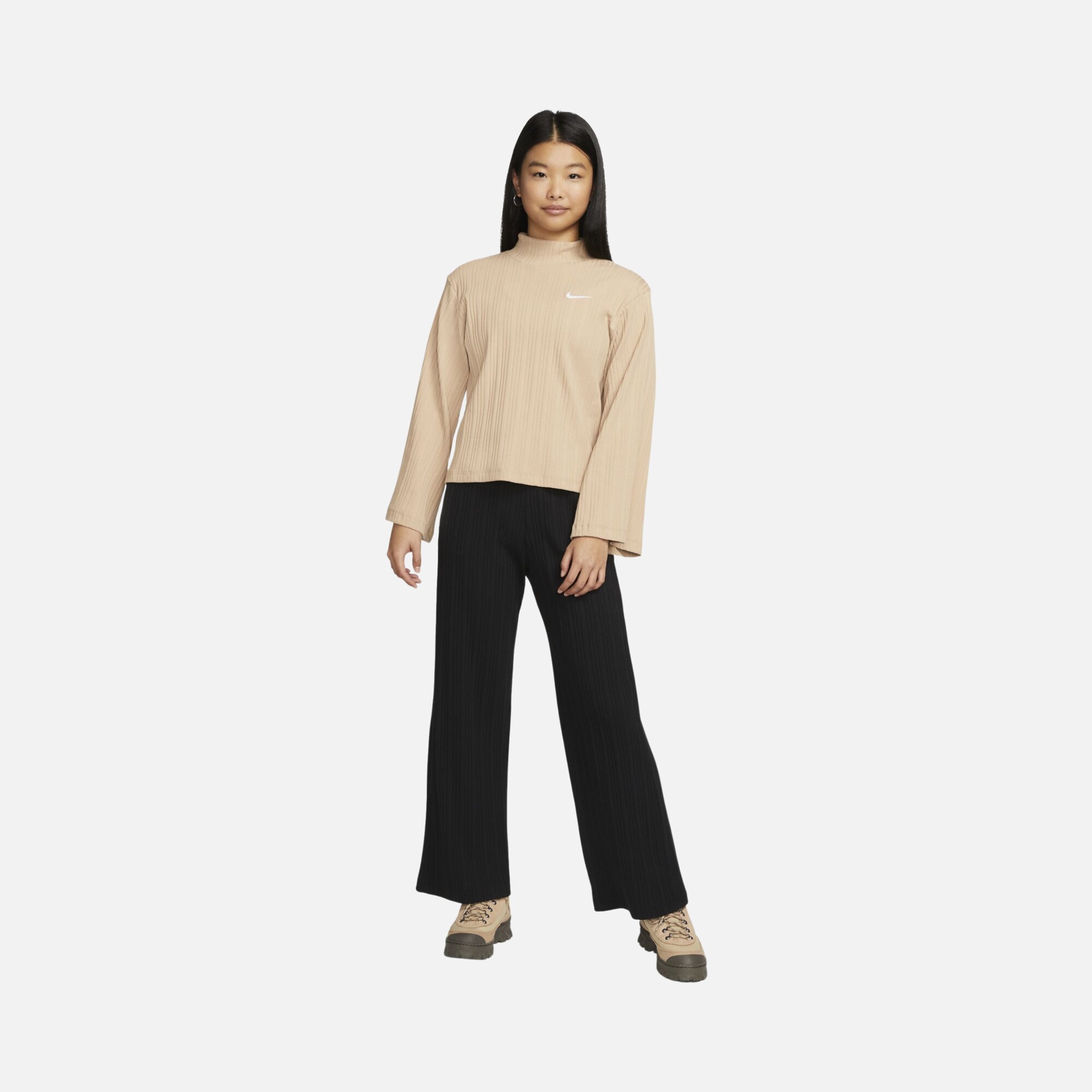 Nike Sportswear Ribbed Jersey Wide Long-Sleeve Kadın Tişört