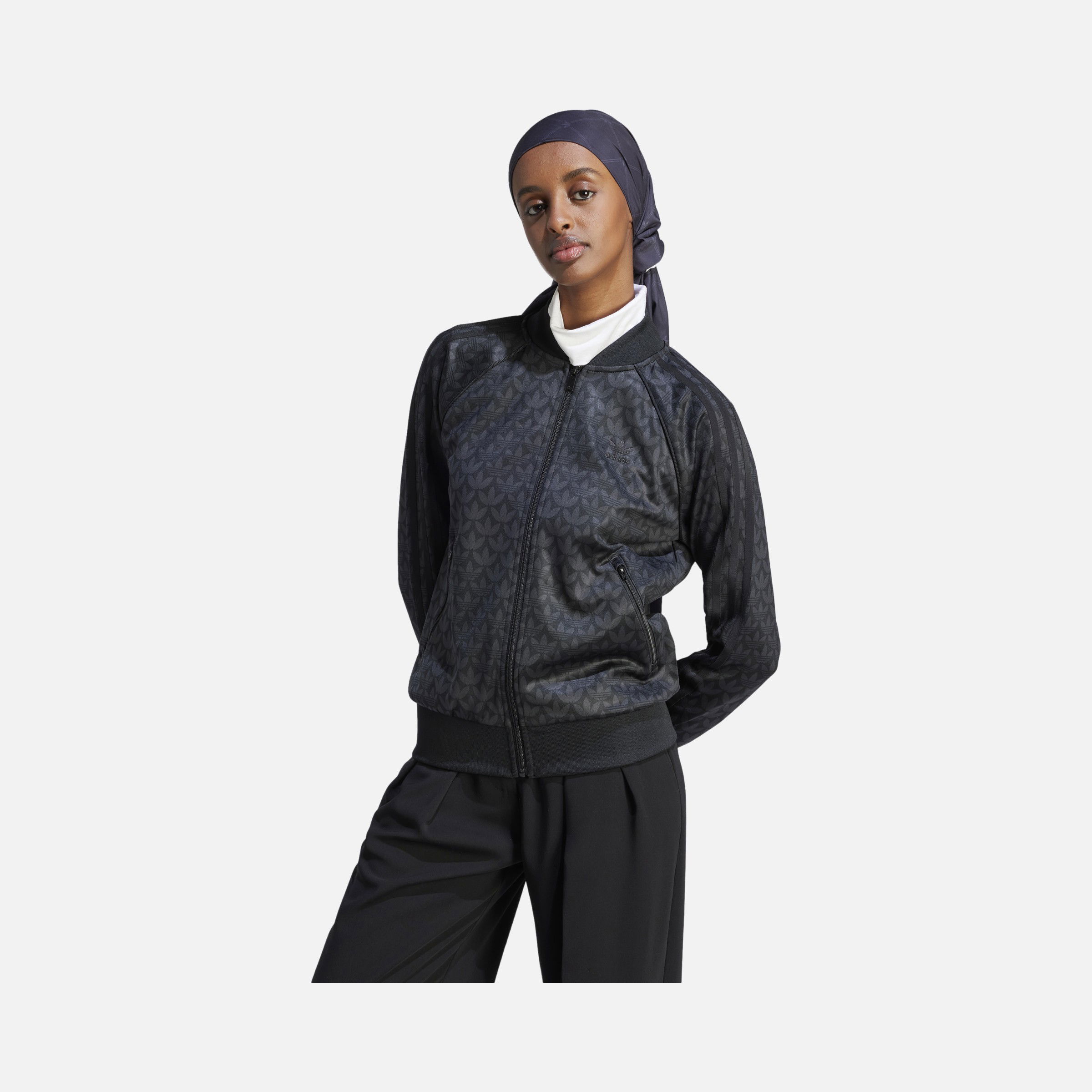 adidas Sportswear Trefoil Monogram SST 3-Stripes Full-Zip Hoodie Kadın Ceket