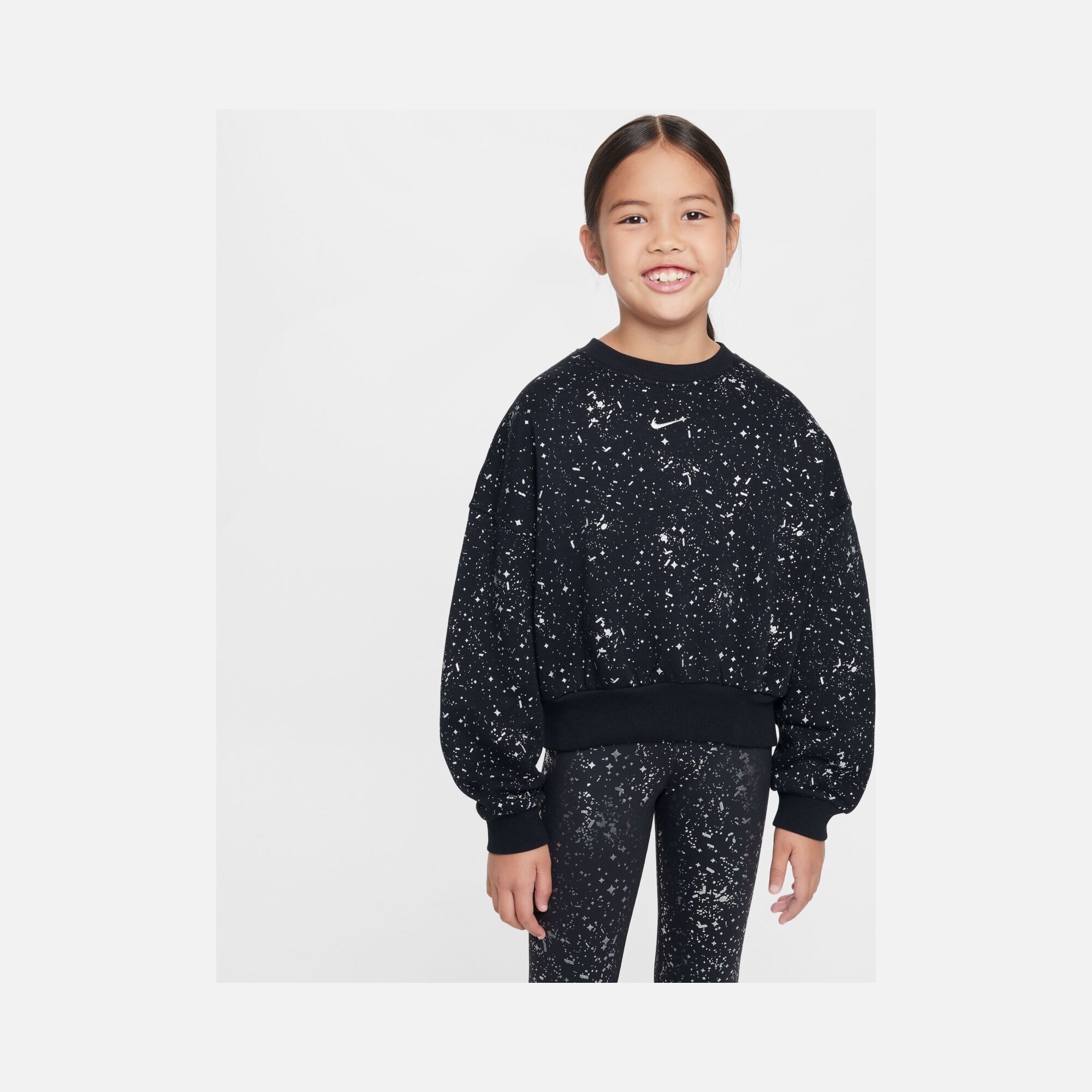 Nike Sportswear Club Fleece Boxy Crew ''Shine Print Detail'' (Girls') Çocuk Sweatshirt