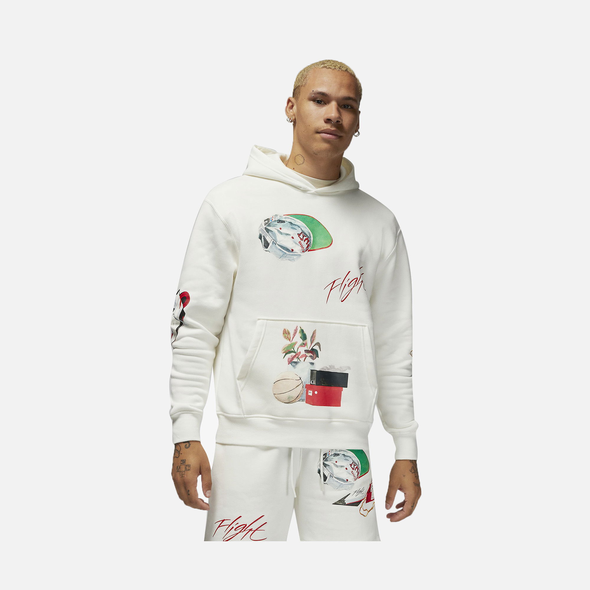 Nike Jordan Flight Artist Graphics Fleece Pullover Hoodie Erkek Sweatshirt