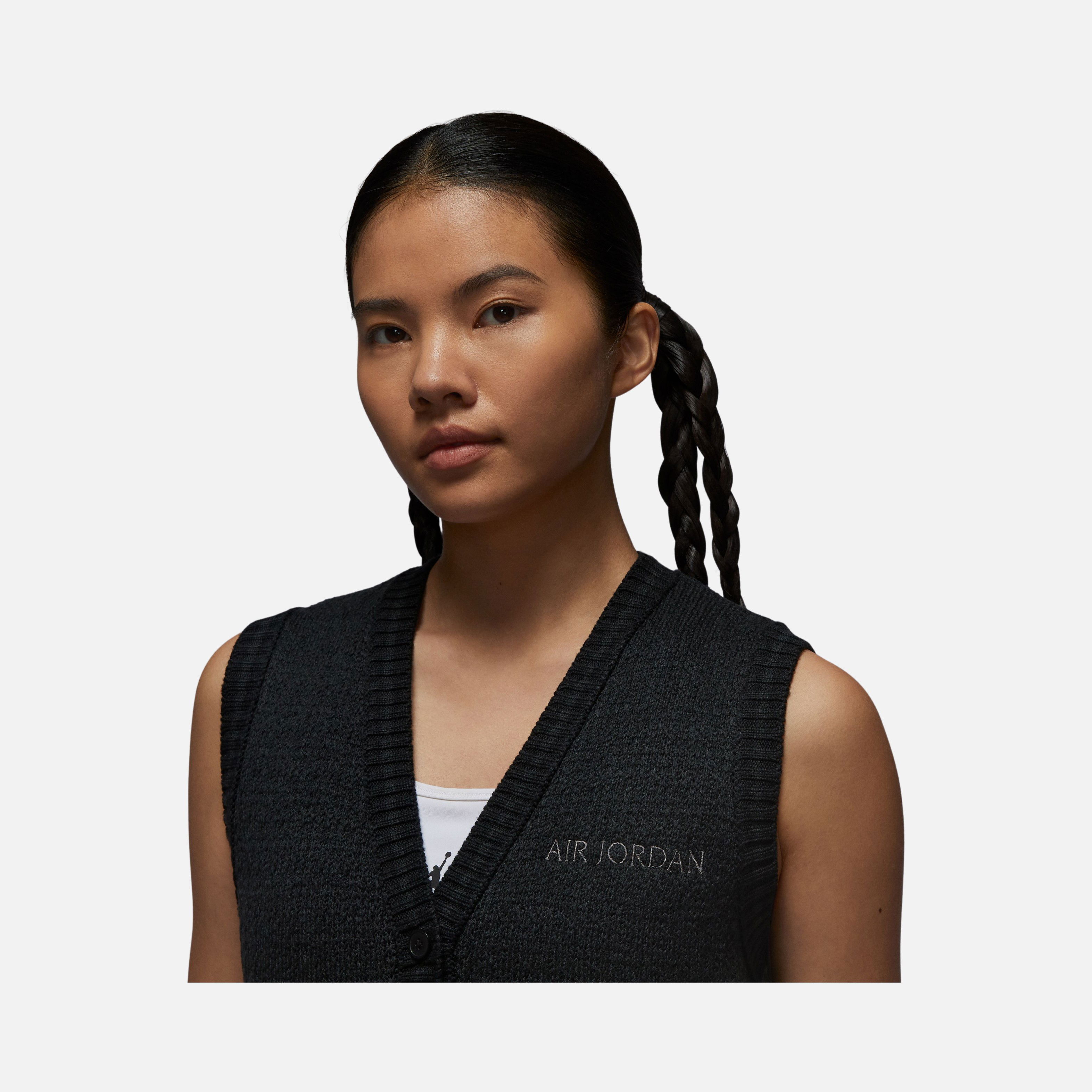 Nike Air Jordan Knit Loose Cut V-Neck Full-Buttoned Kadın Yelek