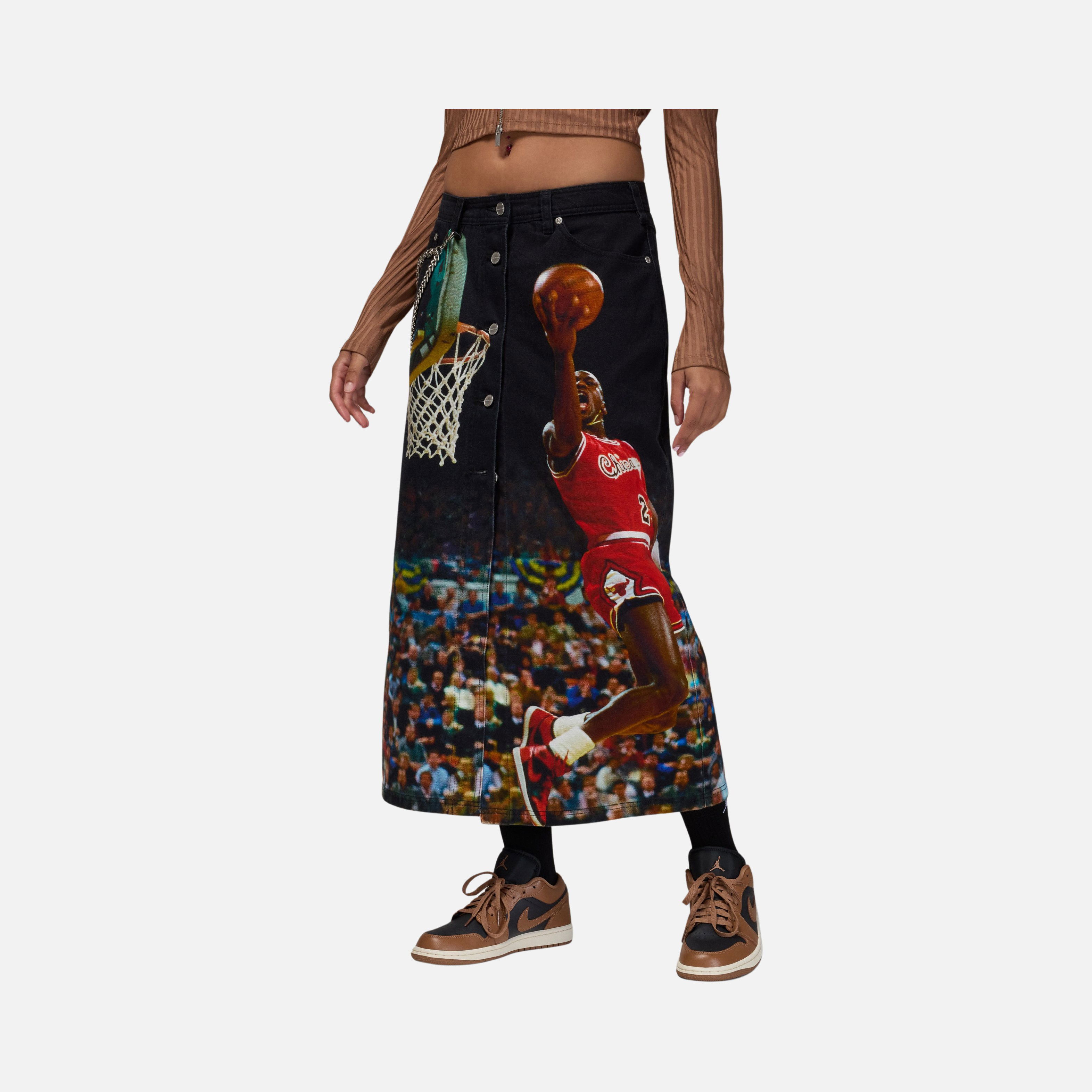 Nike Air Jordan All Over Printed Unlined Full Snaps Long Kadın Etek