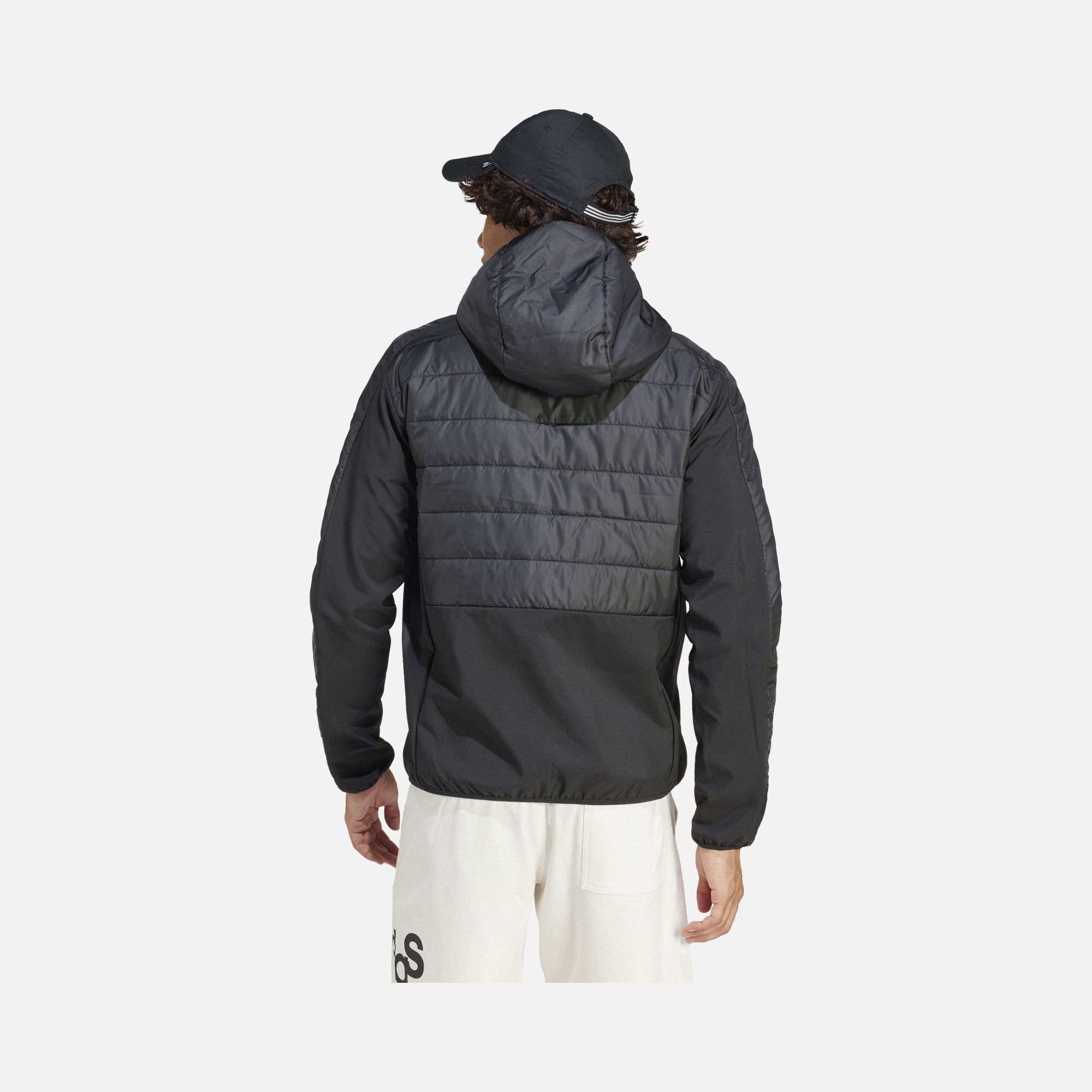 adidas Essentials 3-Stripes Insulated Hybrid Full-Zip Hoodie Erkek Ceket