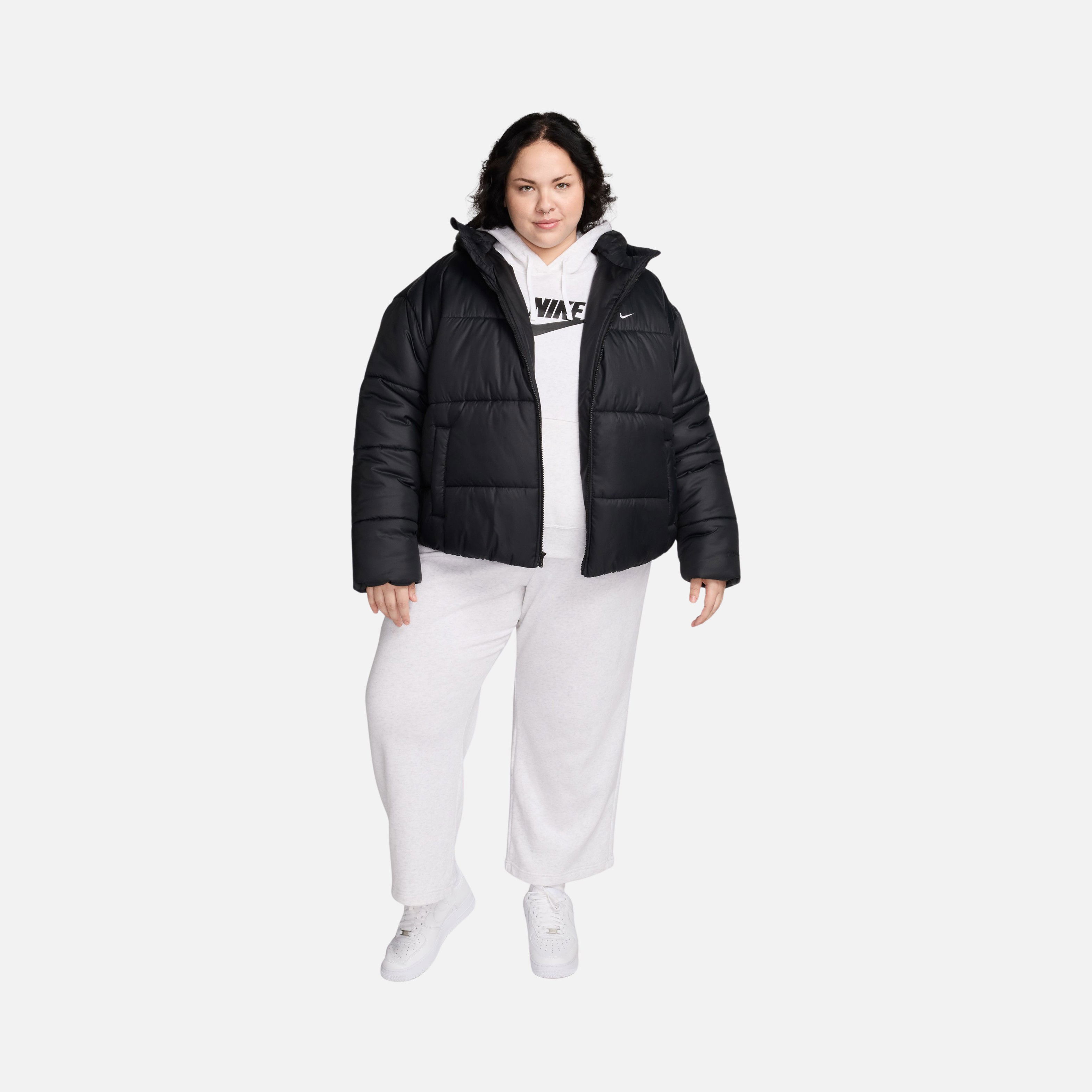 Nike Sportswear Classic Puffer Therma-Fit Loose Full-Zip Hoodie (Plus Size) Kadın Mont