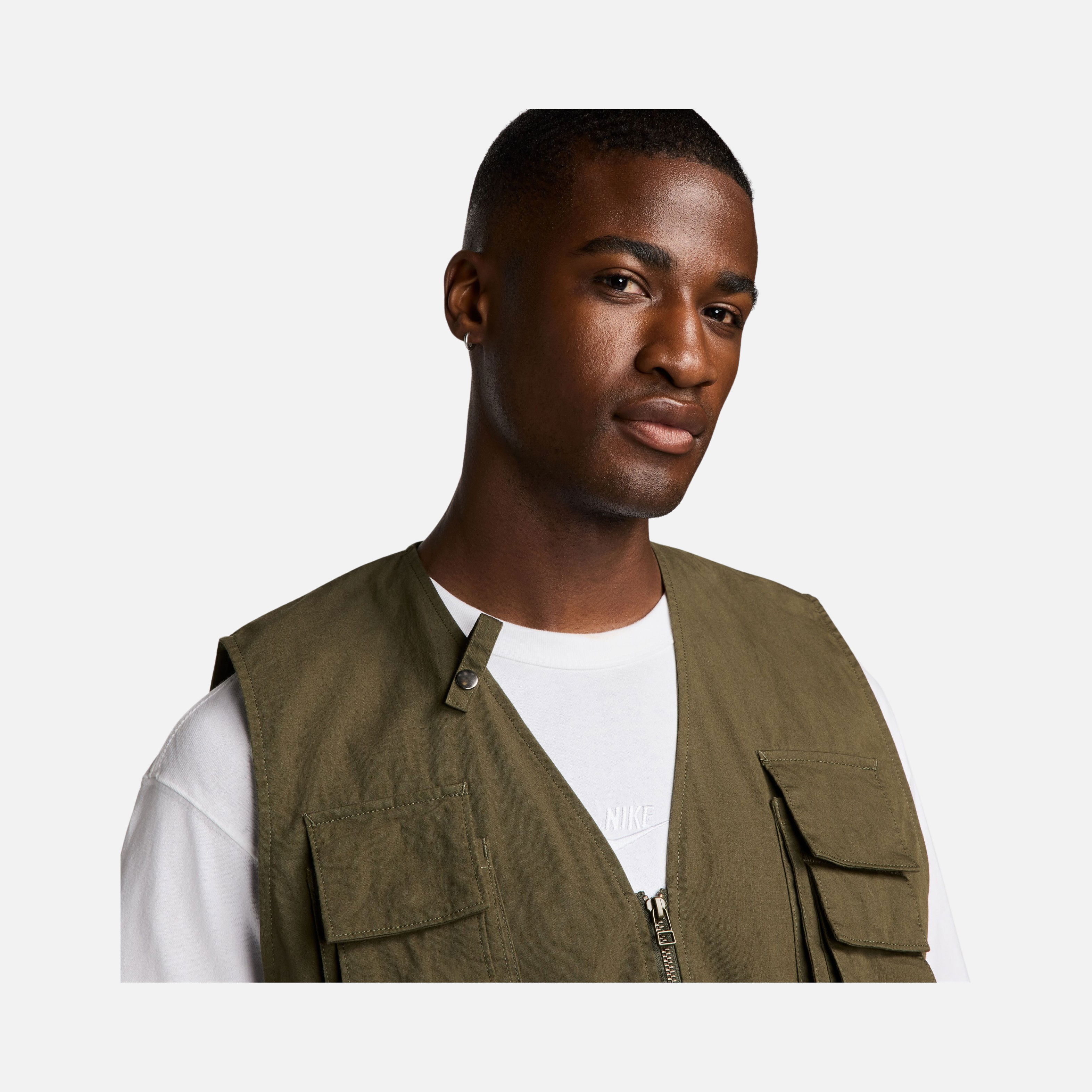 Nike Life Utility Stonewashed Cotton Fabric Full-Zip Erkek Yelek