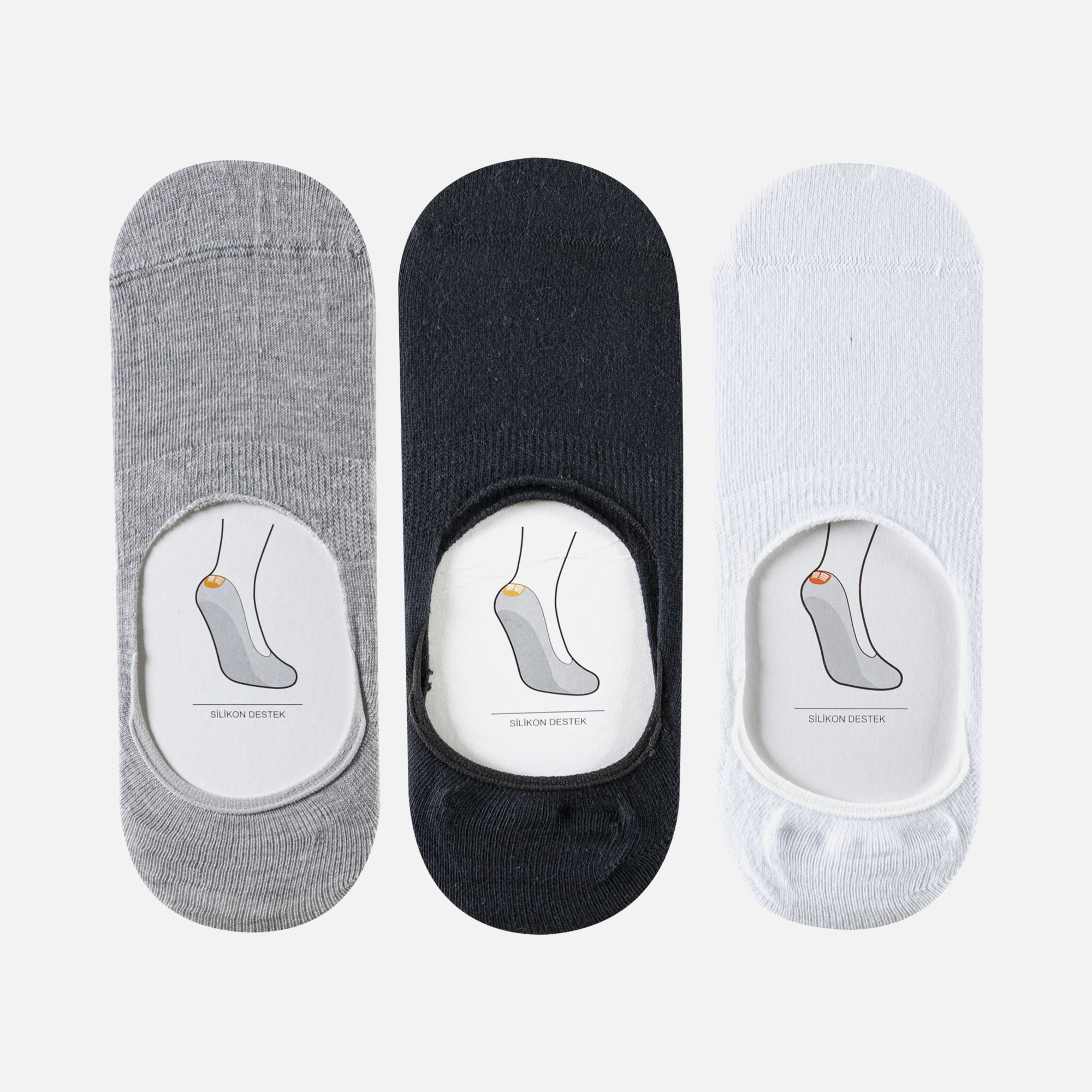 Barçın Basics Slikonlu (3 Pair) Babet Çorap